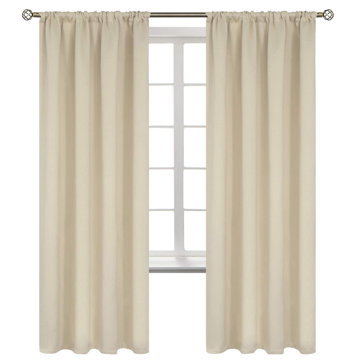 Beige Room Darkening Curtains 72 Inches Long (2 Count)