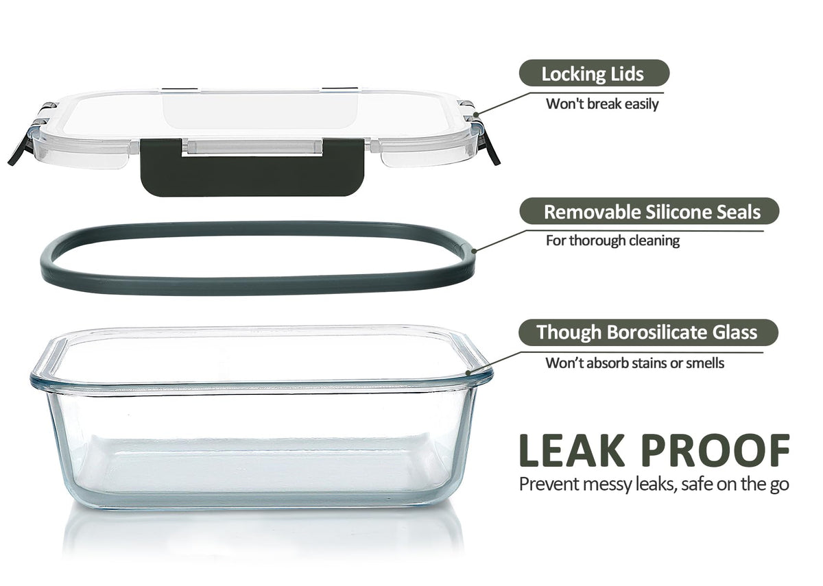 80 oz & 36 oz Extra Large Glass Food Storage Containers with Lids (4 Count)