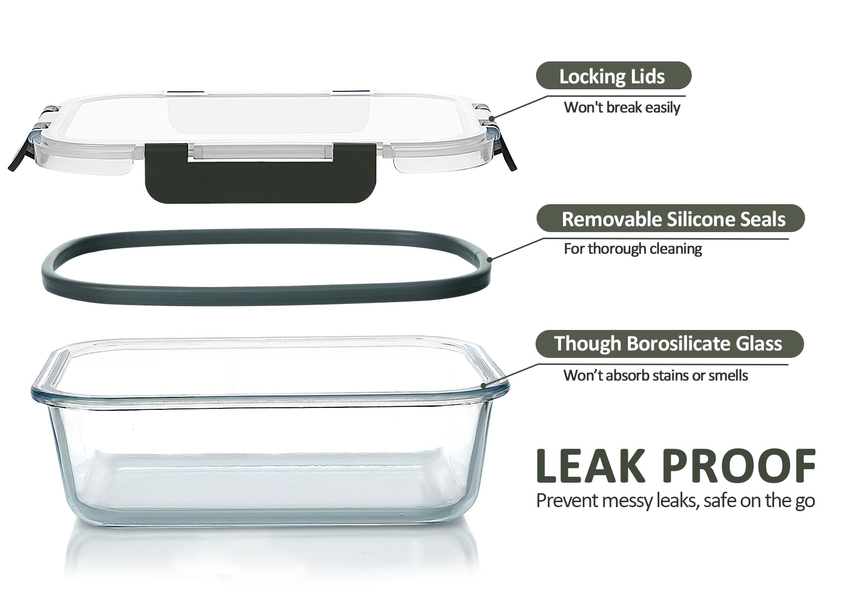 80 oz & 36 oz Extra Large Glass Food Storage Containers with Lids (4 Count)