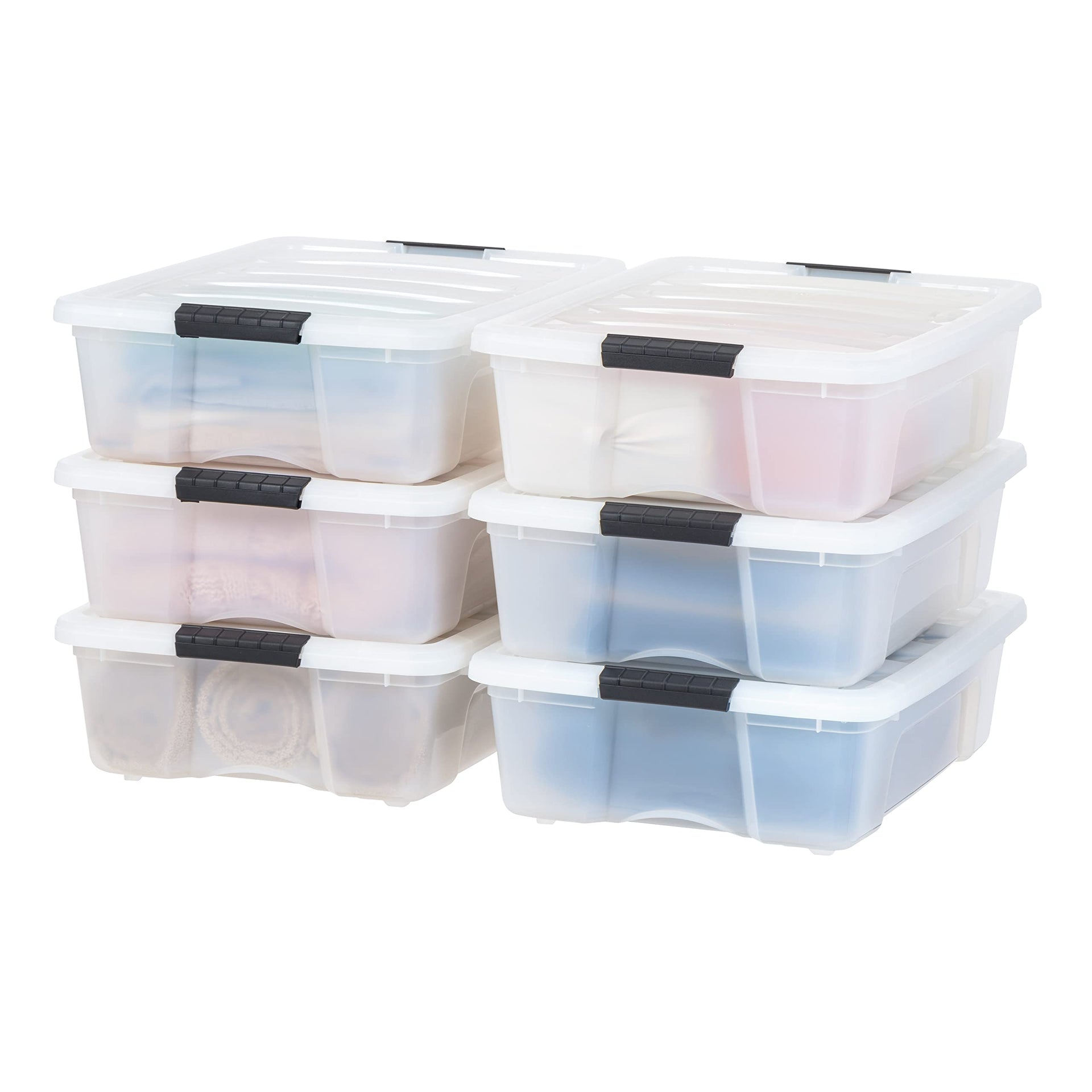 6 Pack 27 Quart Storage Bins with Lids (6 Count)