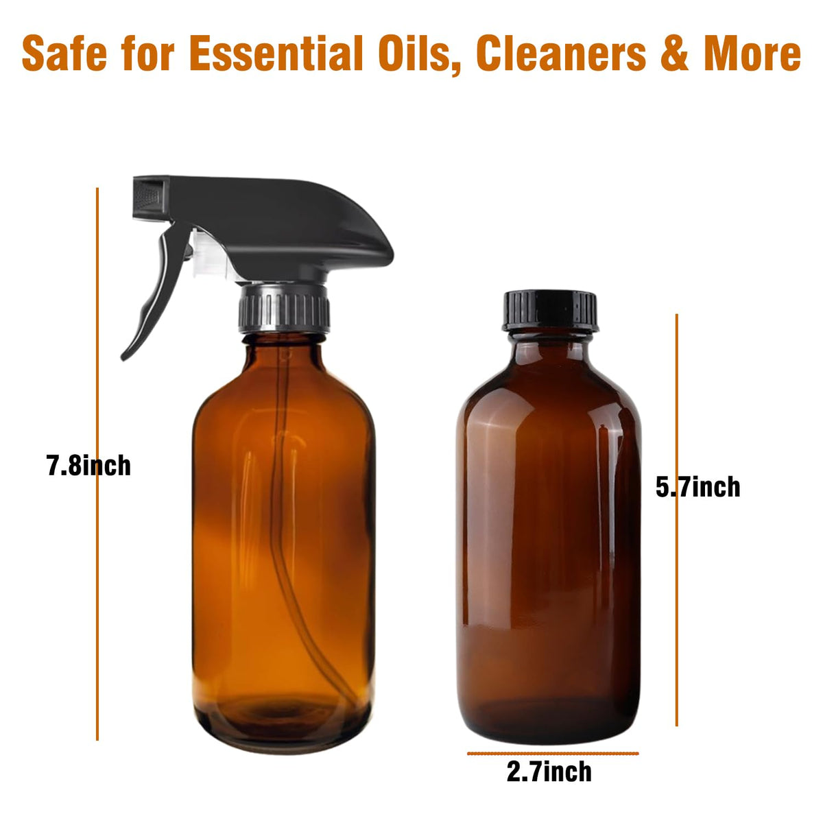 8oz Amber Glass Spray Bottles (2 Count)
