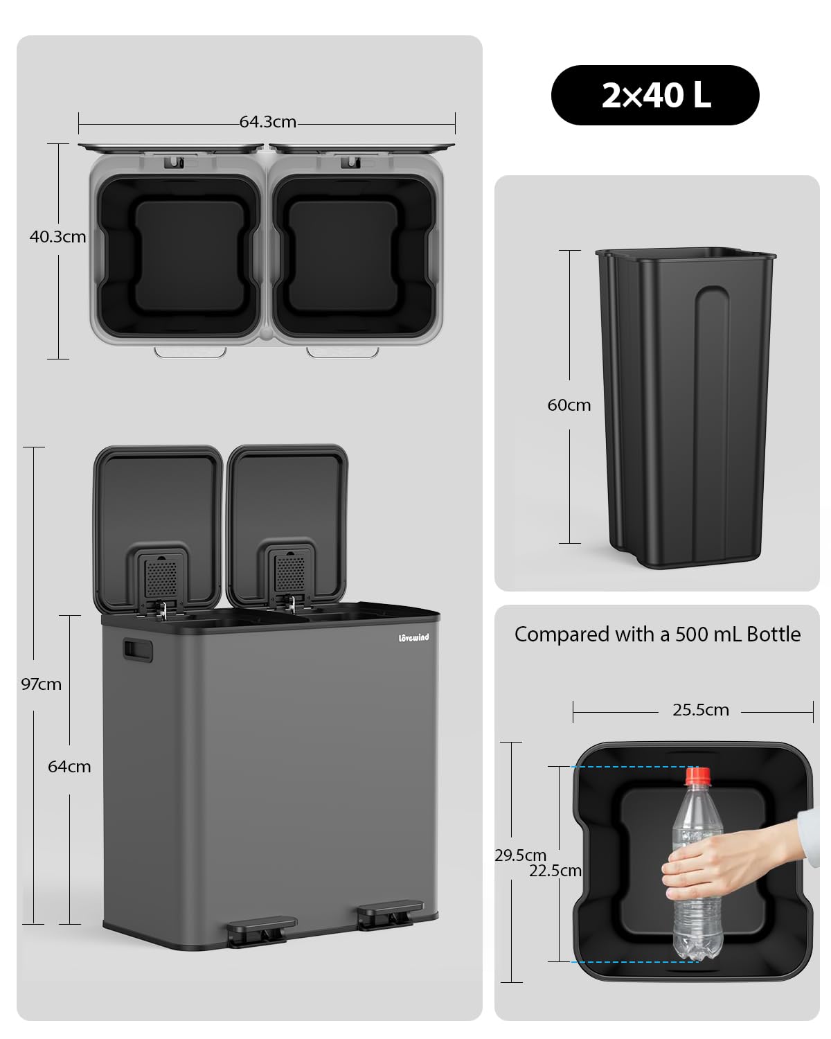 Trash Can 2 x 10.5 Gallon (2 Count)