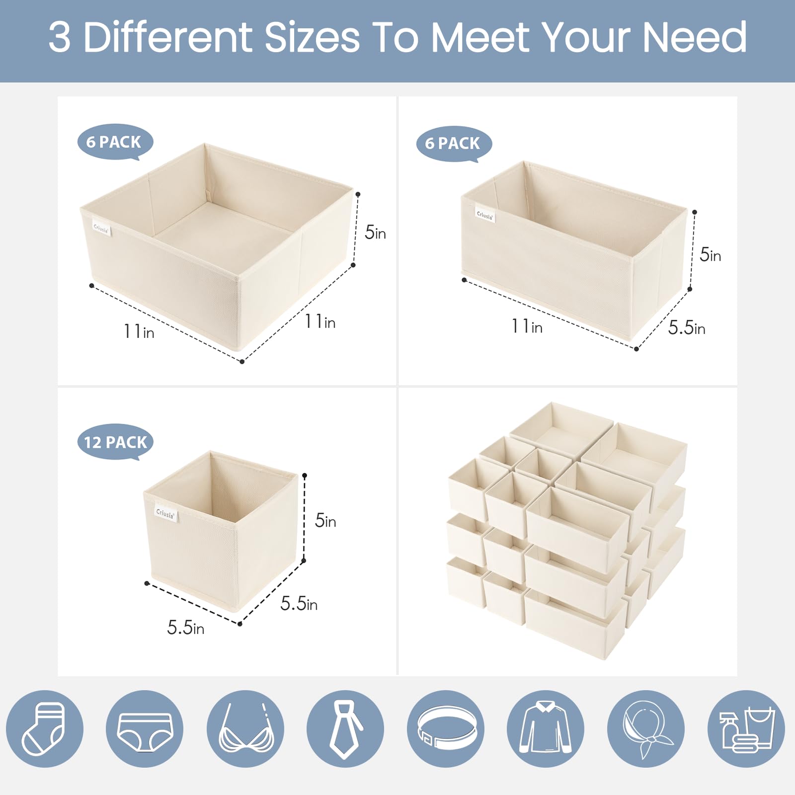 Drawer Organizer Clothes (24 Count)
