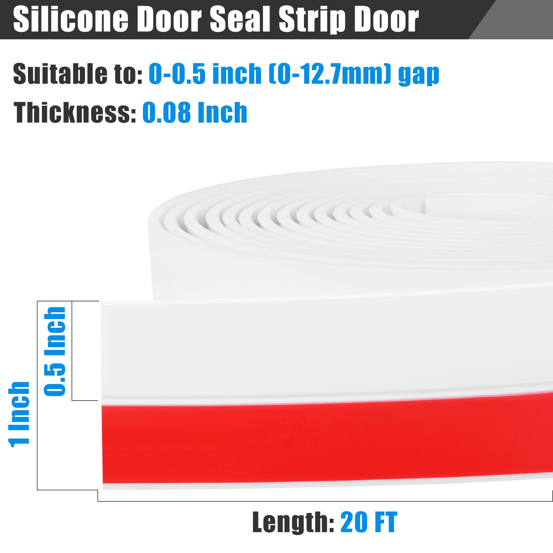 Draft Seal Tape for Doors and Windows 1 in x 20 Ft Silicone Weather Stripping Extra Thick 2mm Door Seal Strip with Strong Adhesive Draft Insulation Stopper Side Seal