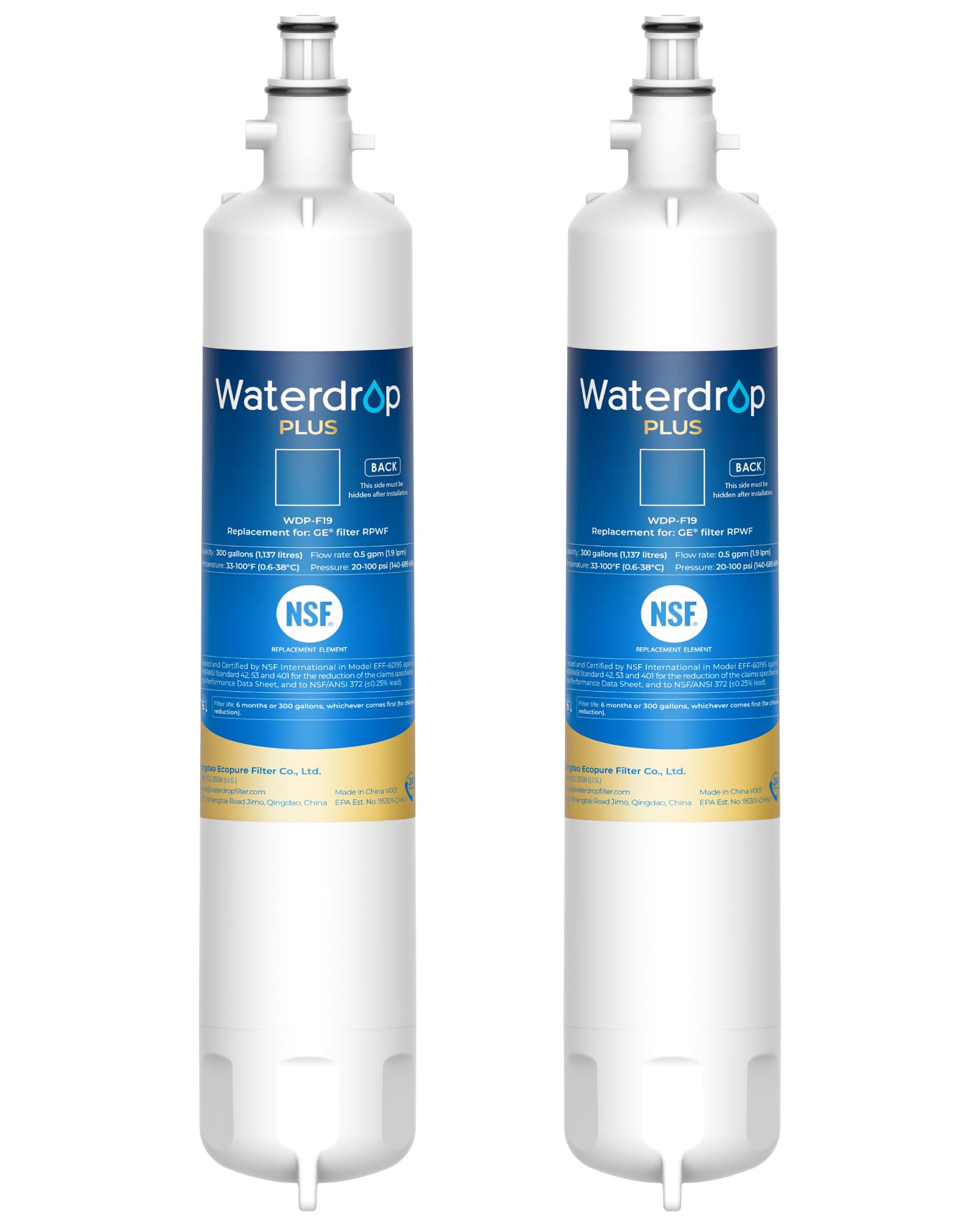 Plus WD F19 Water Filter Replacement for GE® RPWF (2 Count)