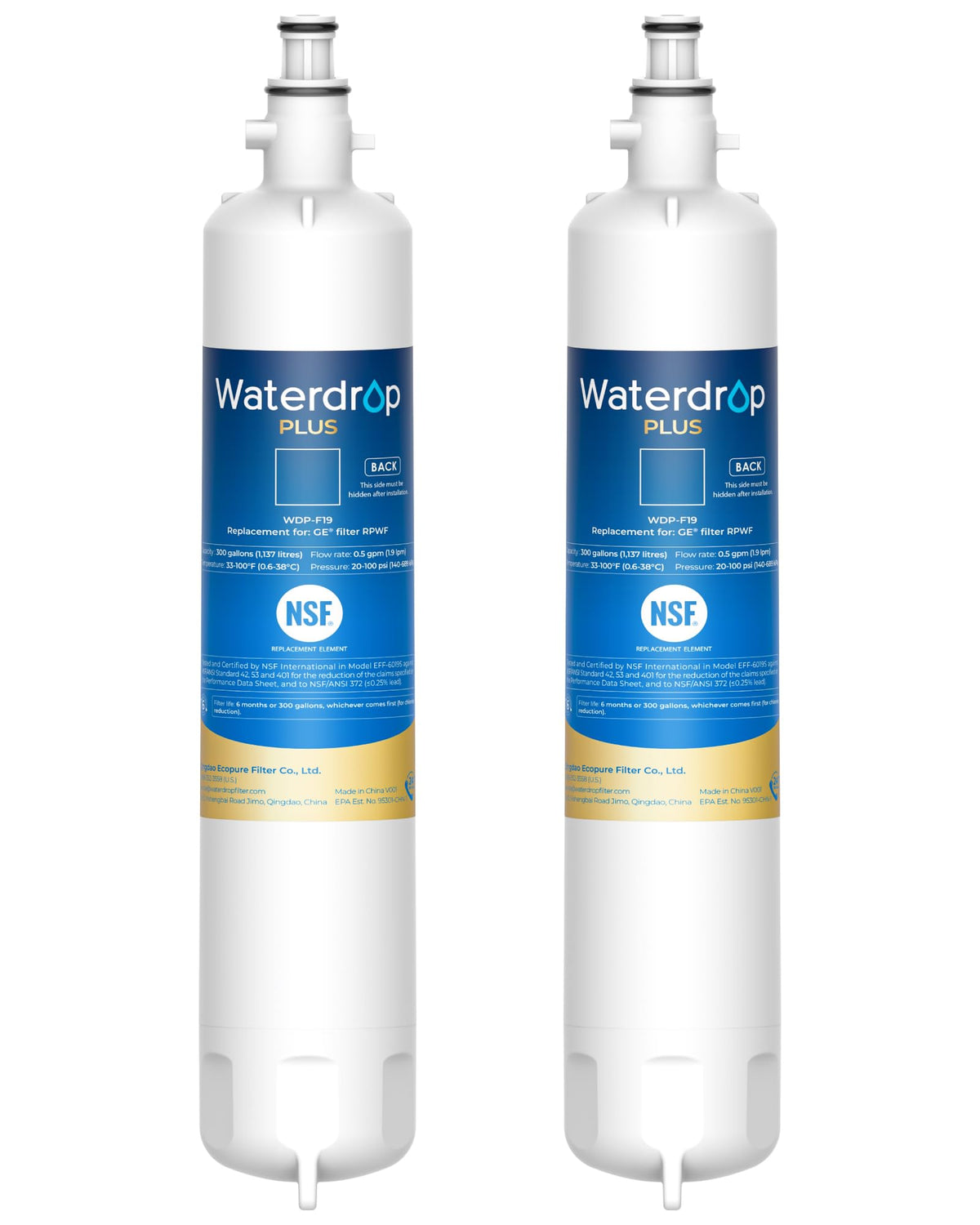 Plus WD F19 Water Filter Replacement for GE® RPWF (2 Count)