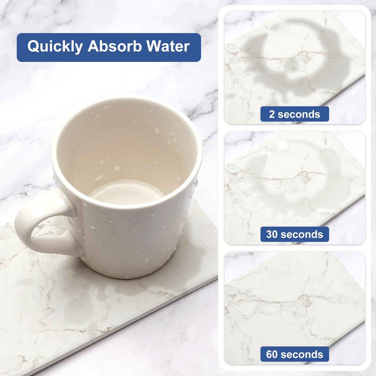 4 Water Absorbing Stone Drying Tray Bathroom Sink Kitchen Counter Soap Dish