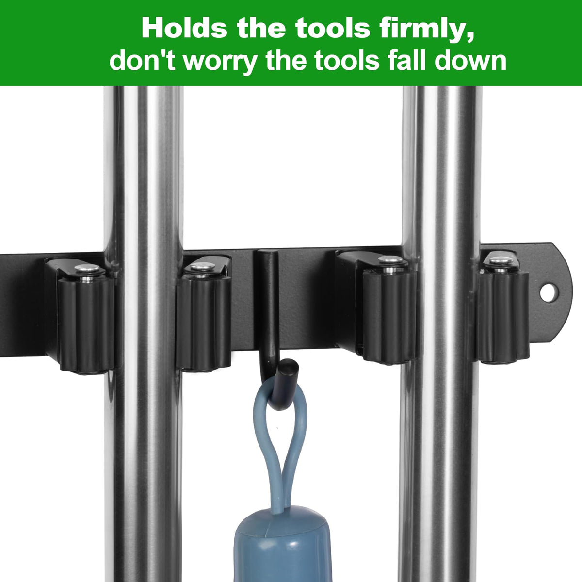 3 Racks and 4 Hooks Mop and Broom Holder Wall Mount