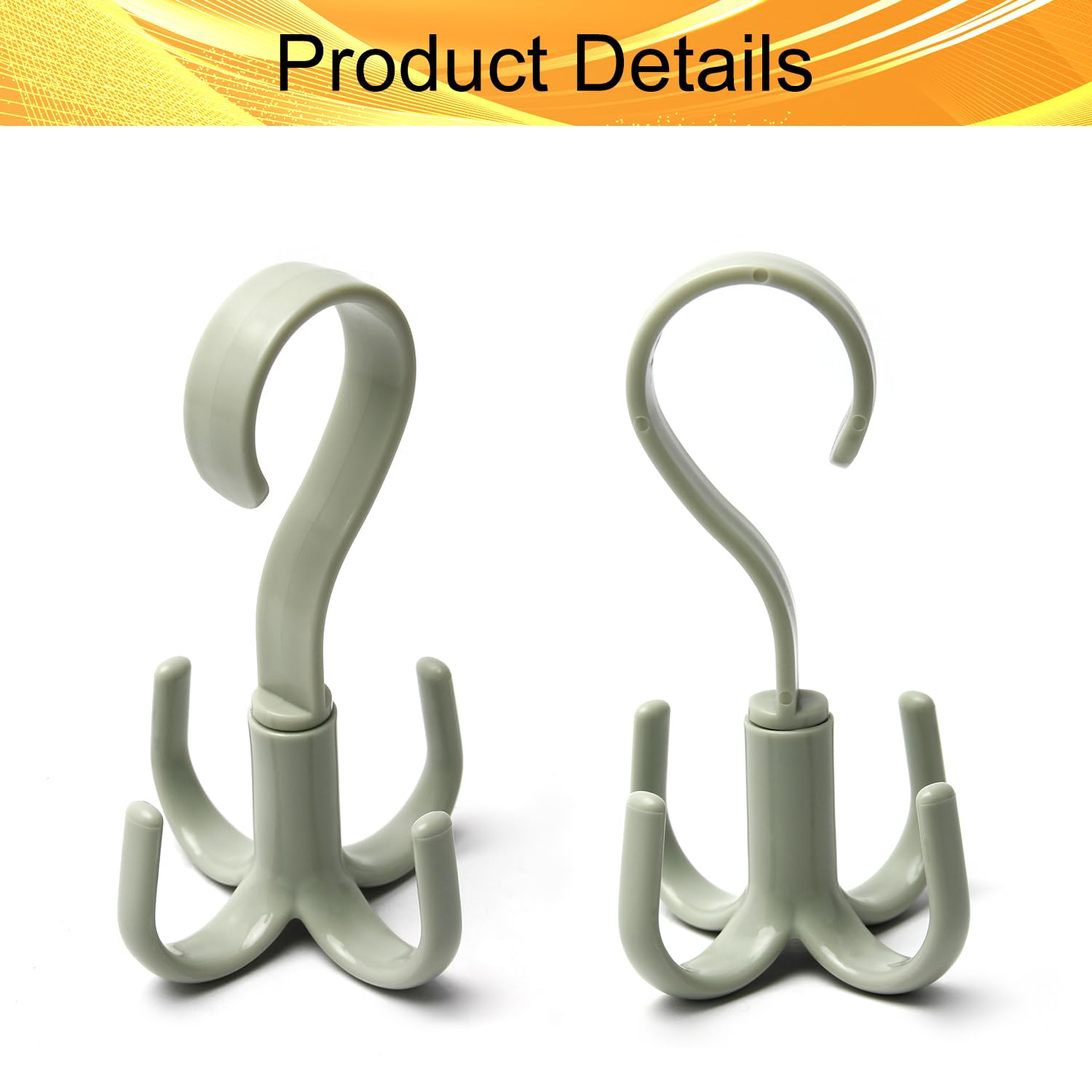2Pcs Rotating Belt Hanger 360 Degrees Rotatable Organizer with 4 Hooks for Drying Towels Bras Clothes Gloves Plastic Laundry Sock Drying Hanger Nordic Green (2 Count)