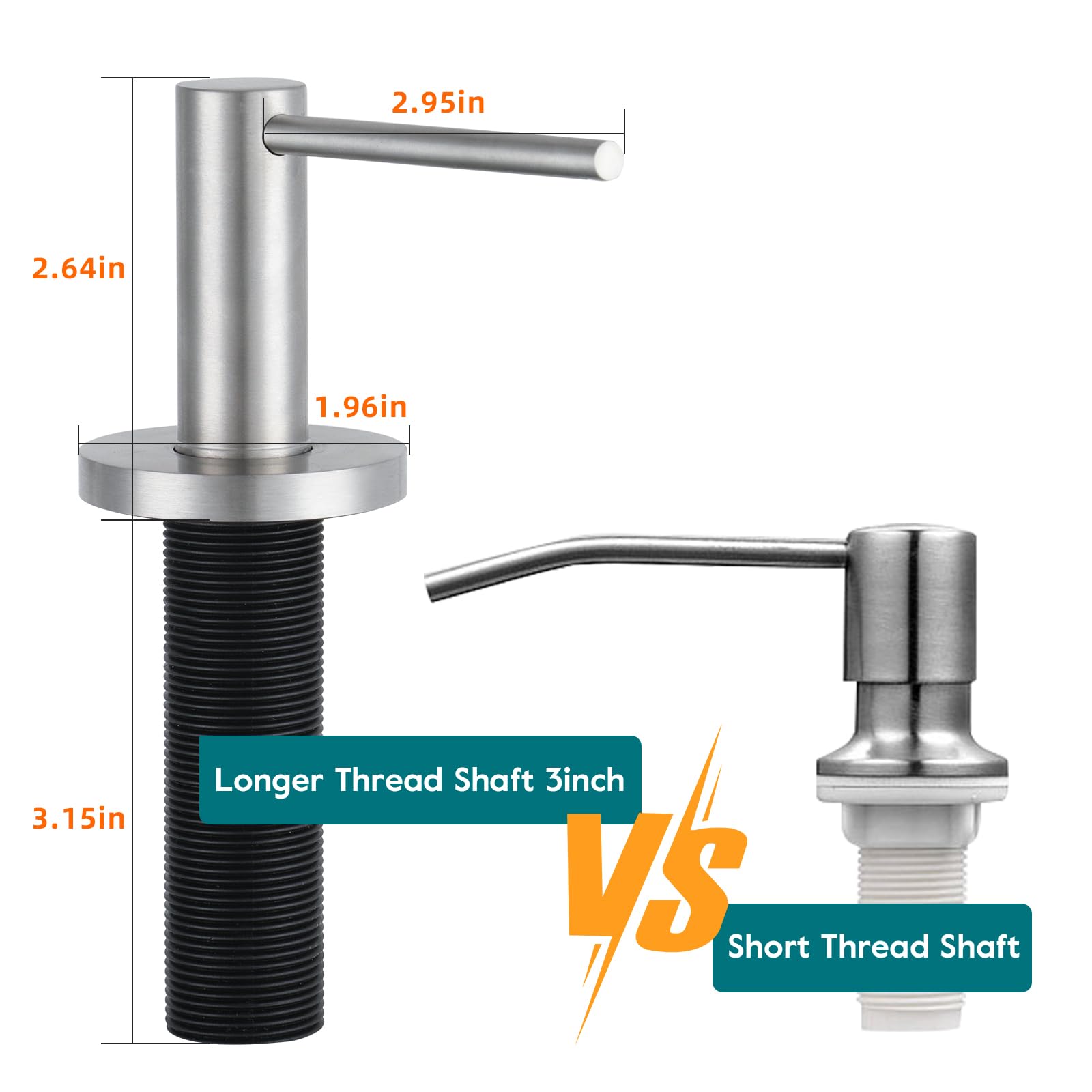 Upgraded Soap Dispenser for Kitchen Sink Brushed Nickel