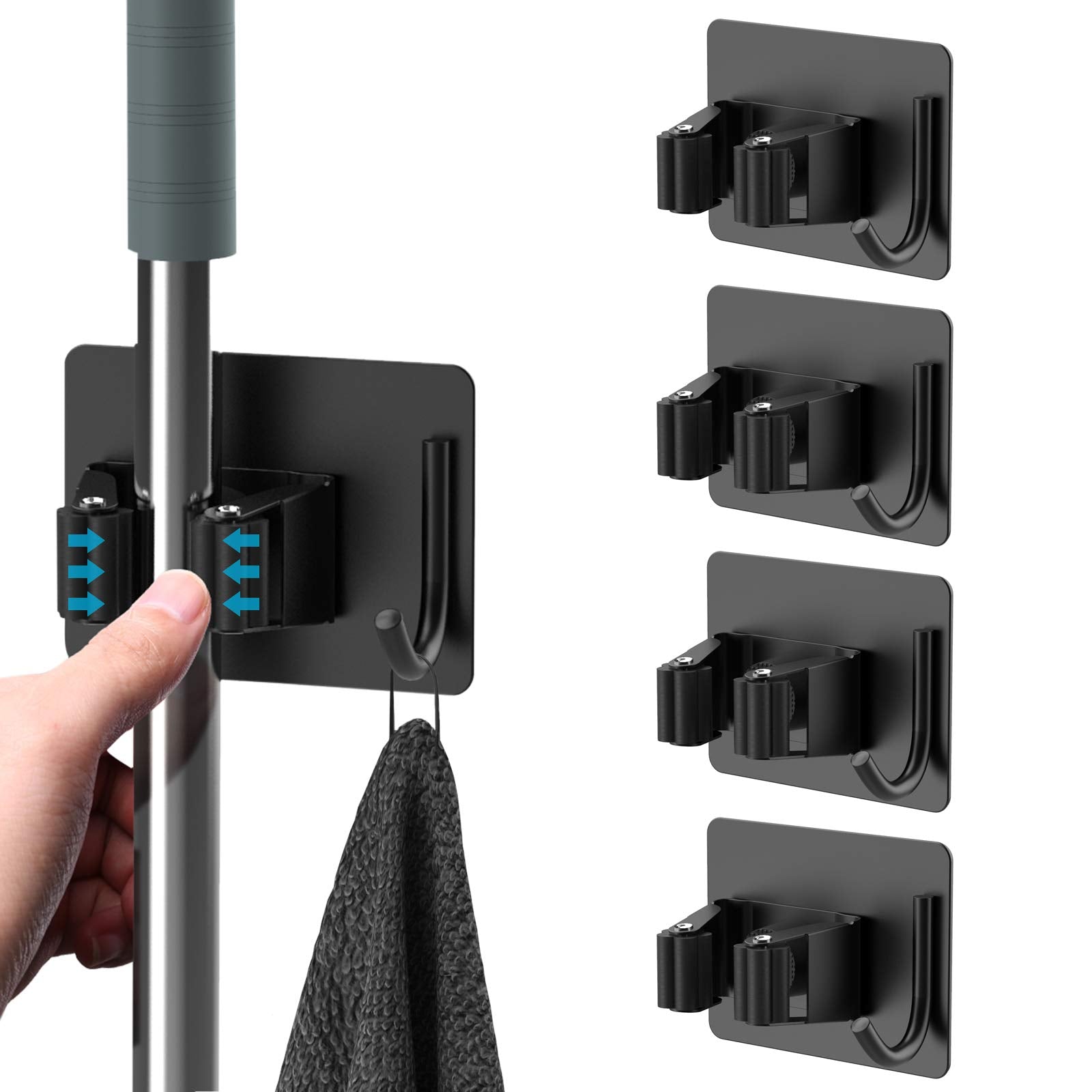 Broom Holder Wall Mount 4Pcs