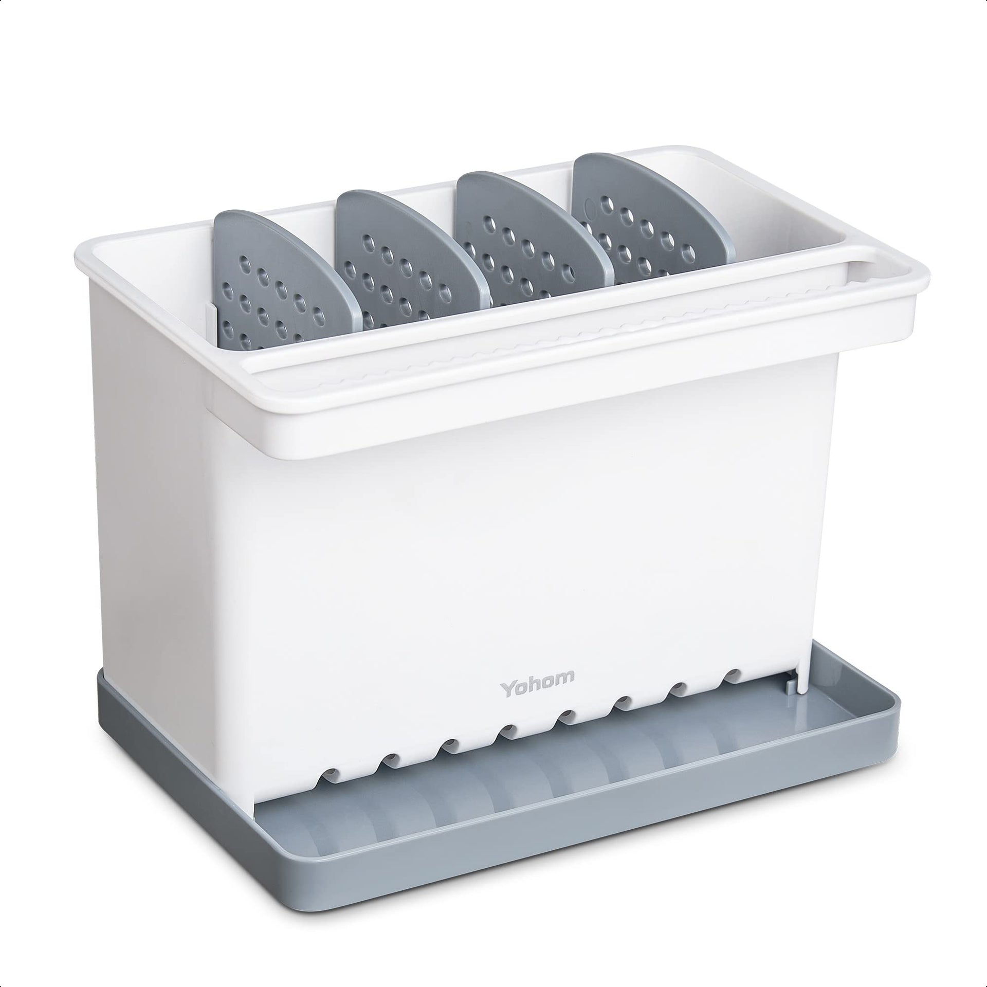 Sink Brush Holder for Kitchen Sink Sponge Caddy Countertop Organizer Plastic Dish Scrubber Holder with Dividers