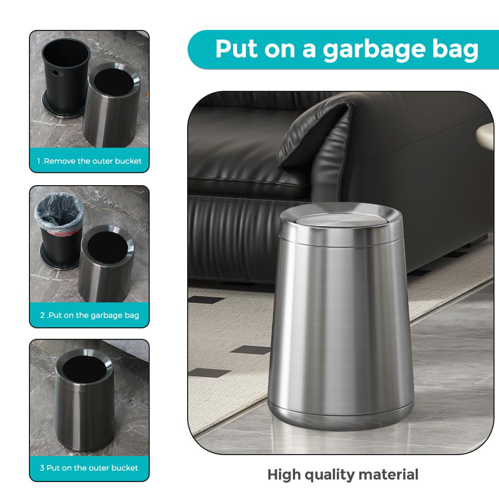 2.1 Gallon Bathroom Trash Can with Lid