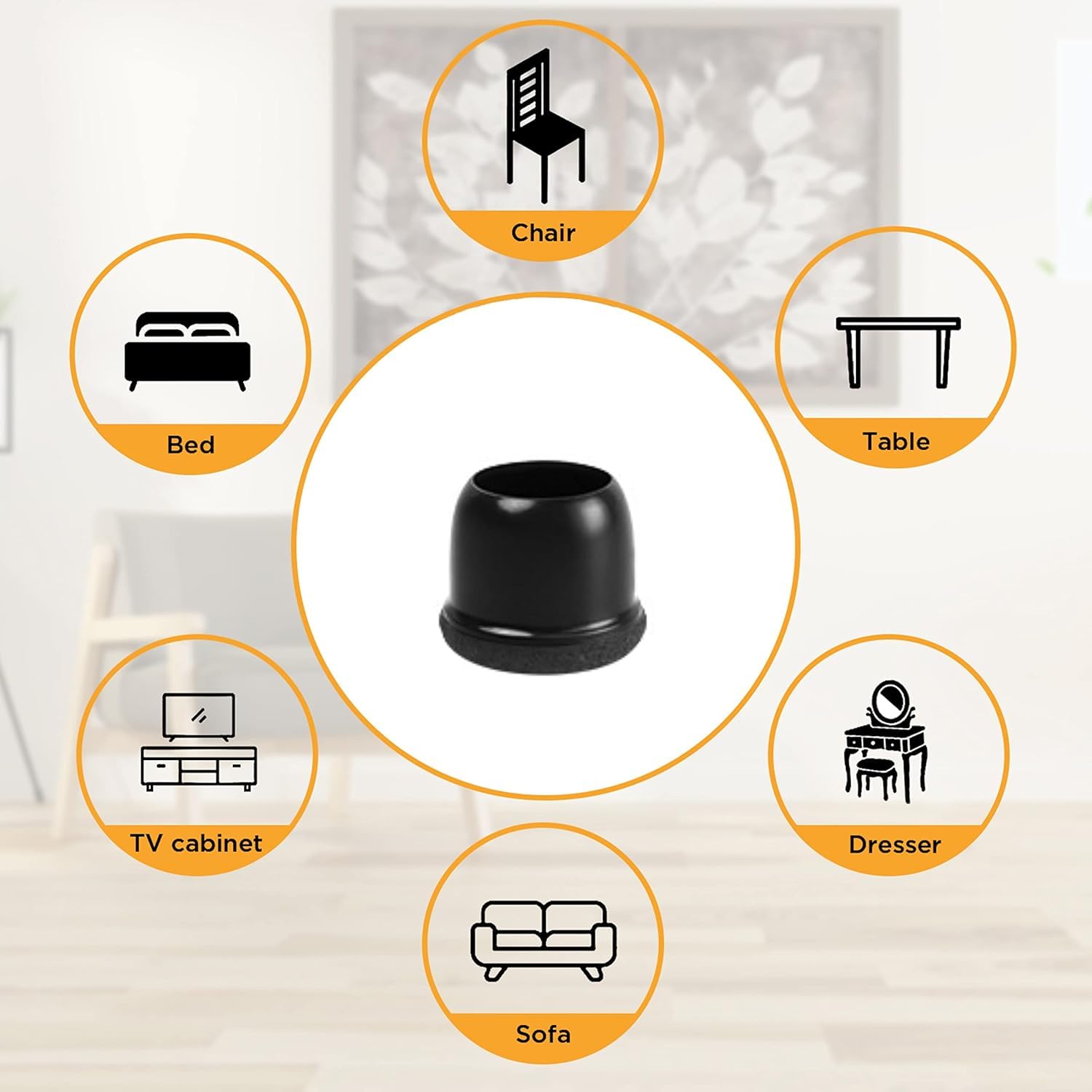 Extra Small Silicone Chair Leg Floor Protectors with Wrapped Felt