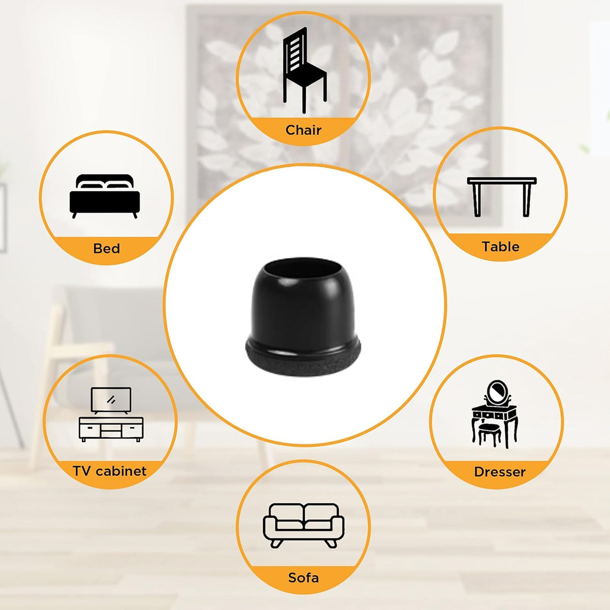 Extra Small Silicone Chair Leg Floor Protectors with Wrapped Felt (24 Count)