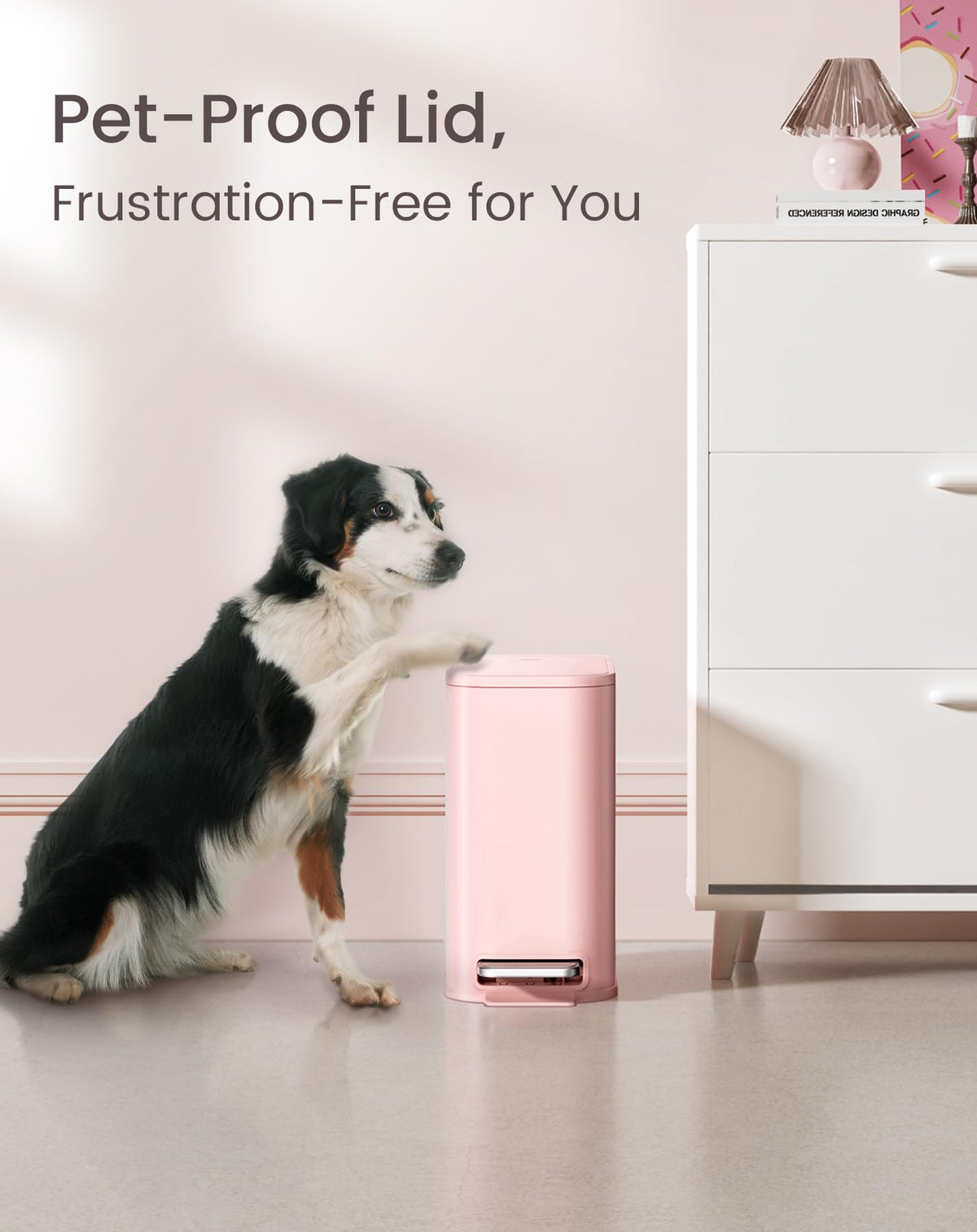 Small Bathroom Trash Can with Lid Soft Close & Pedal