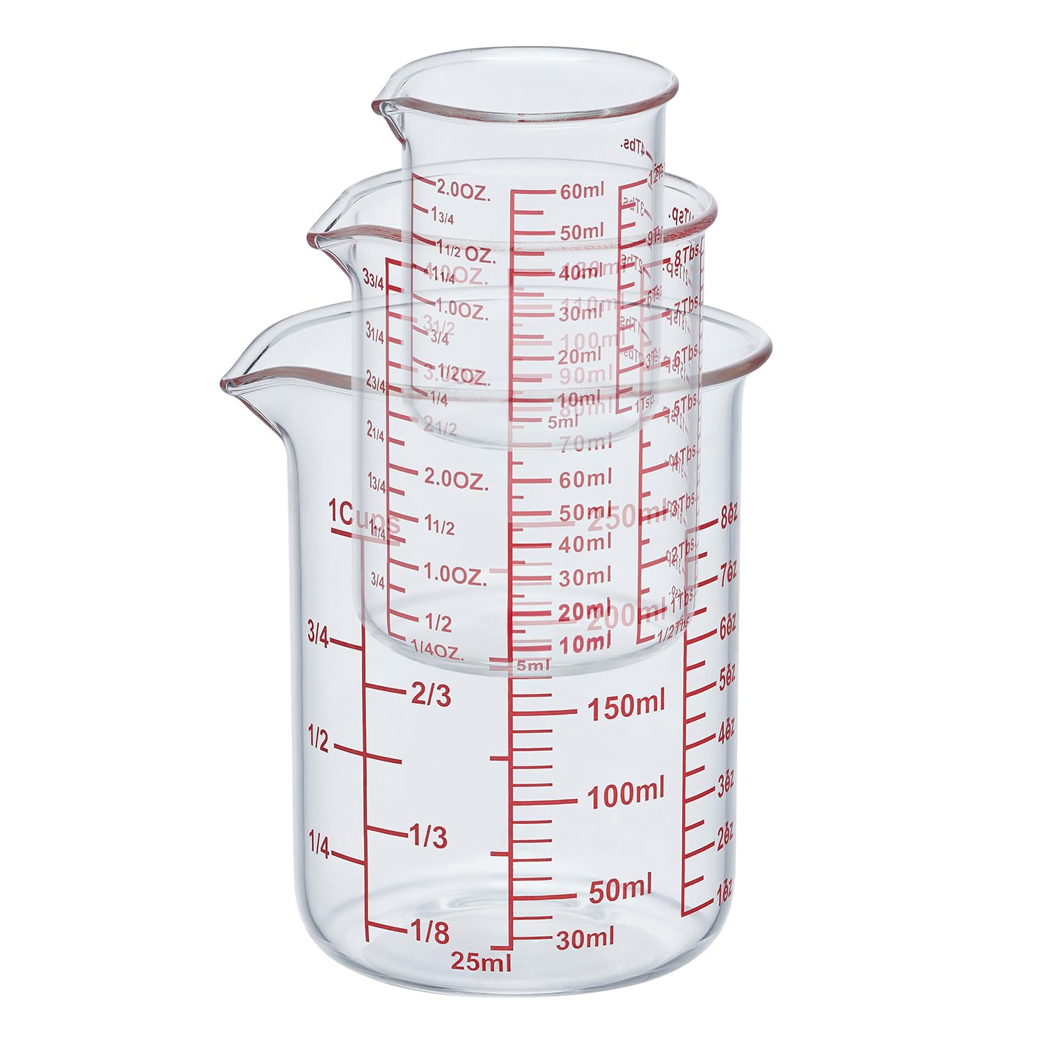 Ackers High Borosilicate Glass Measuring Cup Set with Pour Spout