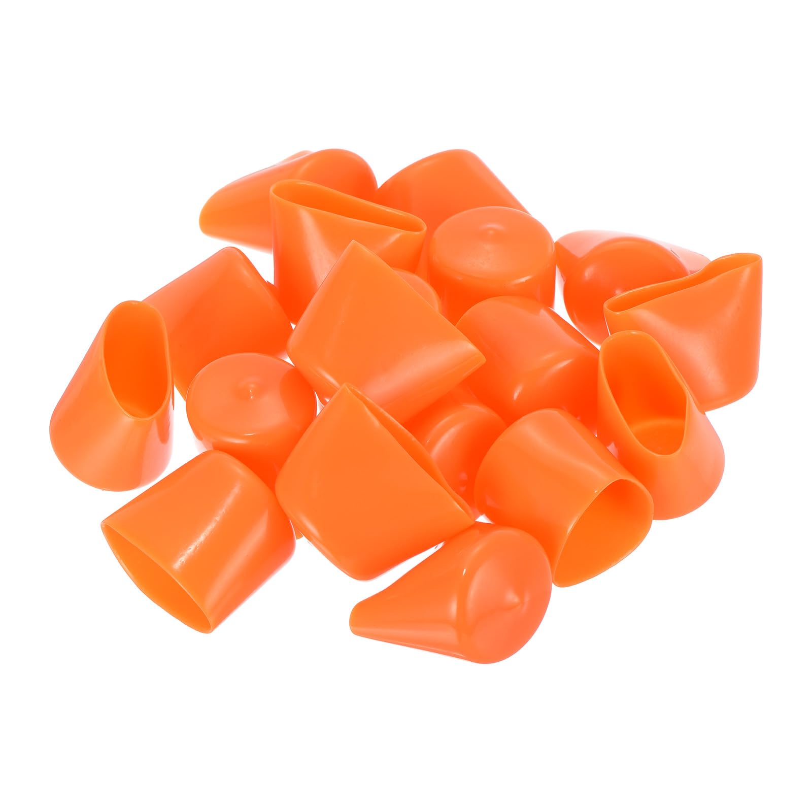 20pcs Rubber End Caps 30mm ID Vinyl Round Tube Bolt Cap Cover Screw Thread Protectors Orange