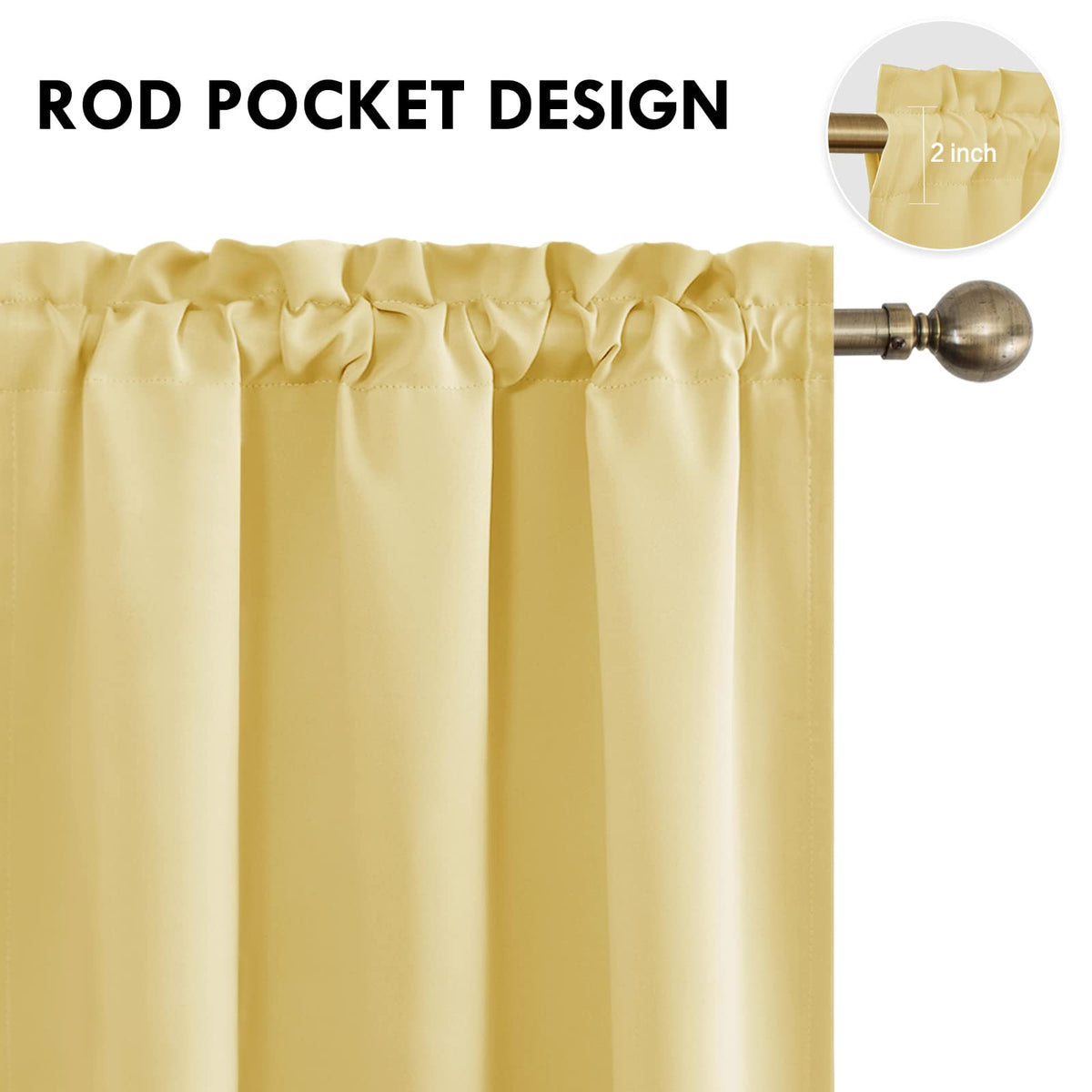 Blackout Curtains for Bedroom Living Room 38 x 63 Inch Long 2 Panels (2 Count)