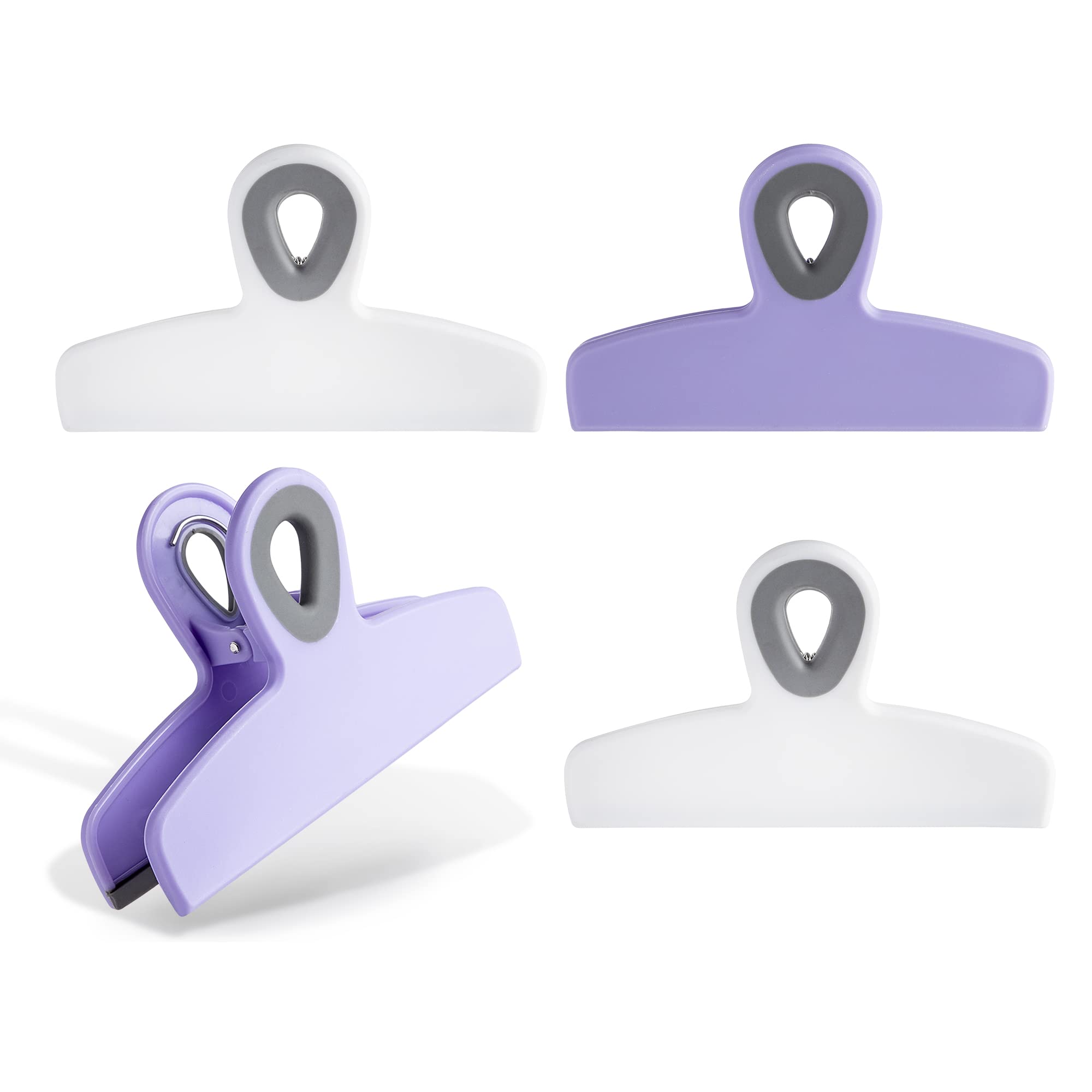 Bag Clips Heavy Duty Chip Clip and Refrigerator Magnet Clips for Food Storage with Air Tight Seal Grip (4 Count)