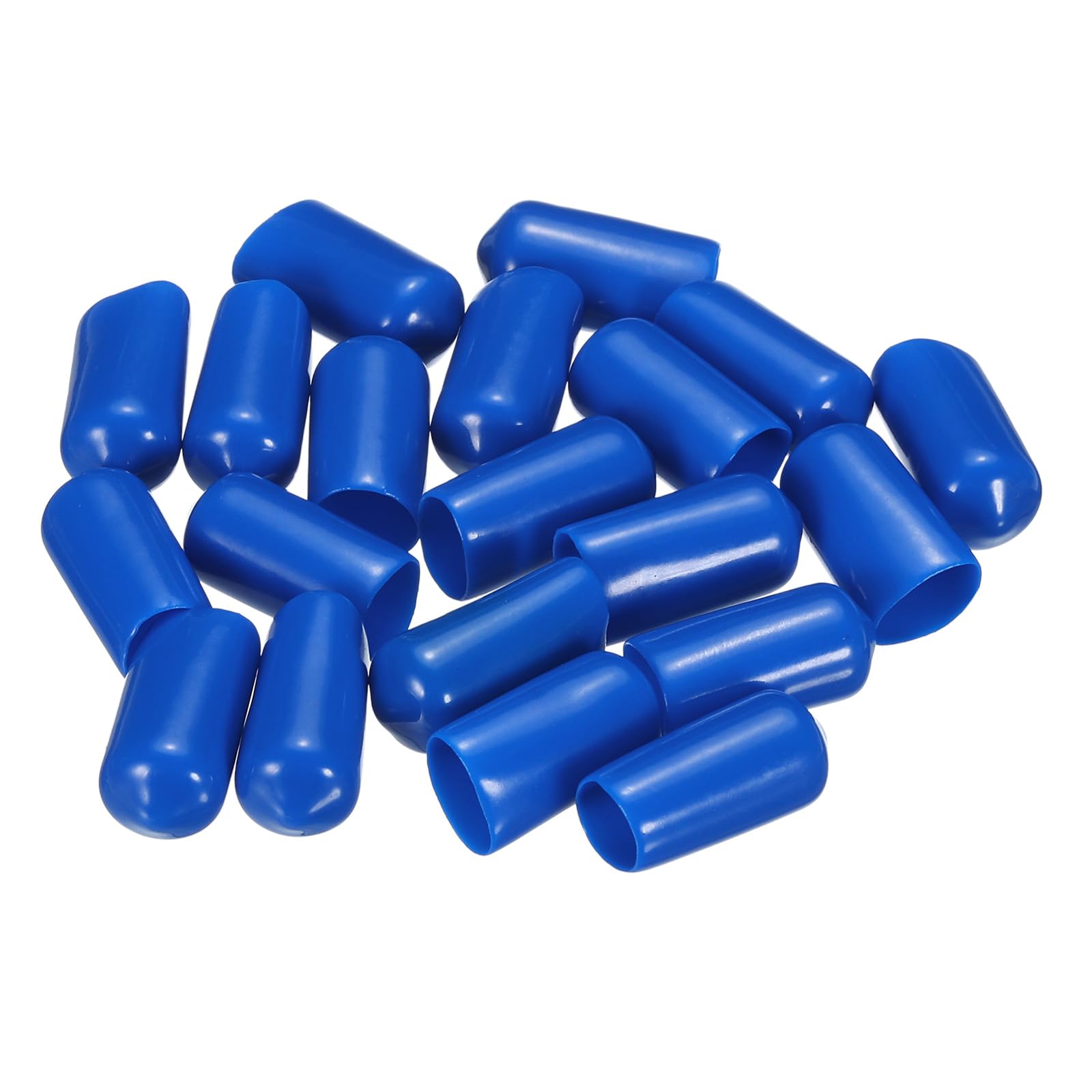 20pcs Rubber End Caps 9.5mm ID Vinyl PVC Round Tube Bolt Cap Cover Screw Thread Protectors Blue