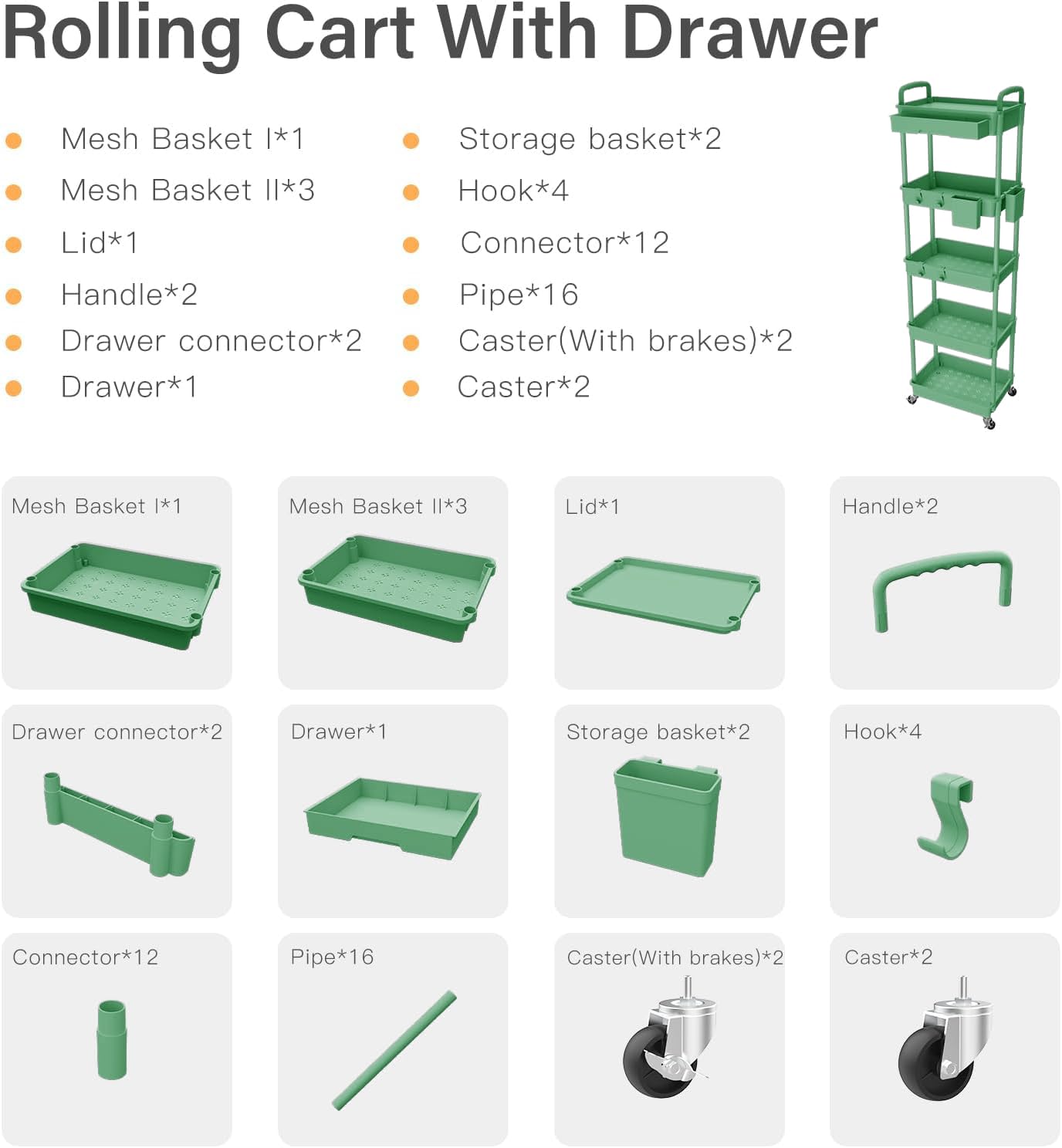 5 Tier Rolling Cart Organizer