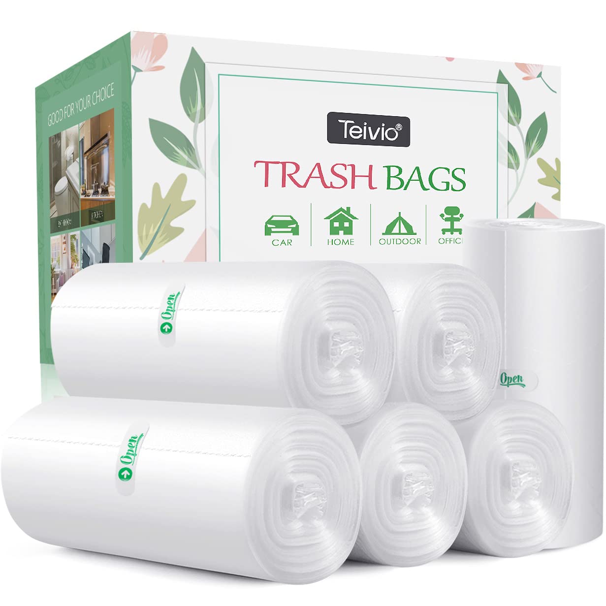 6 Gallon 220 Counts Strong Trash Bags Garbage Bags by Teivio