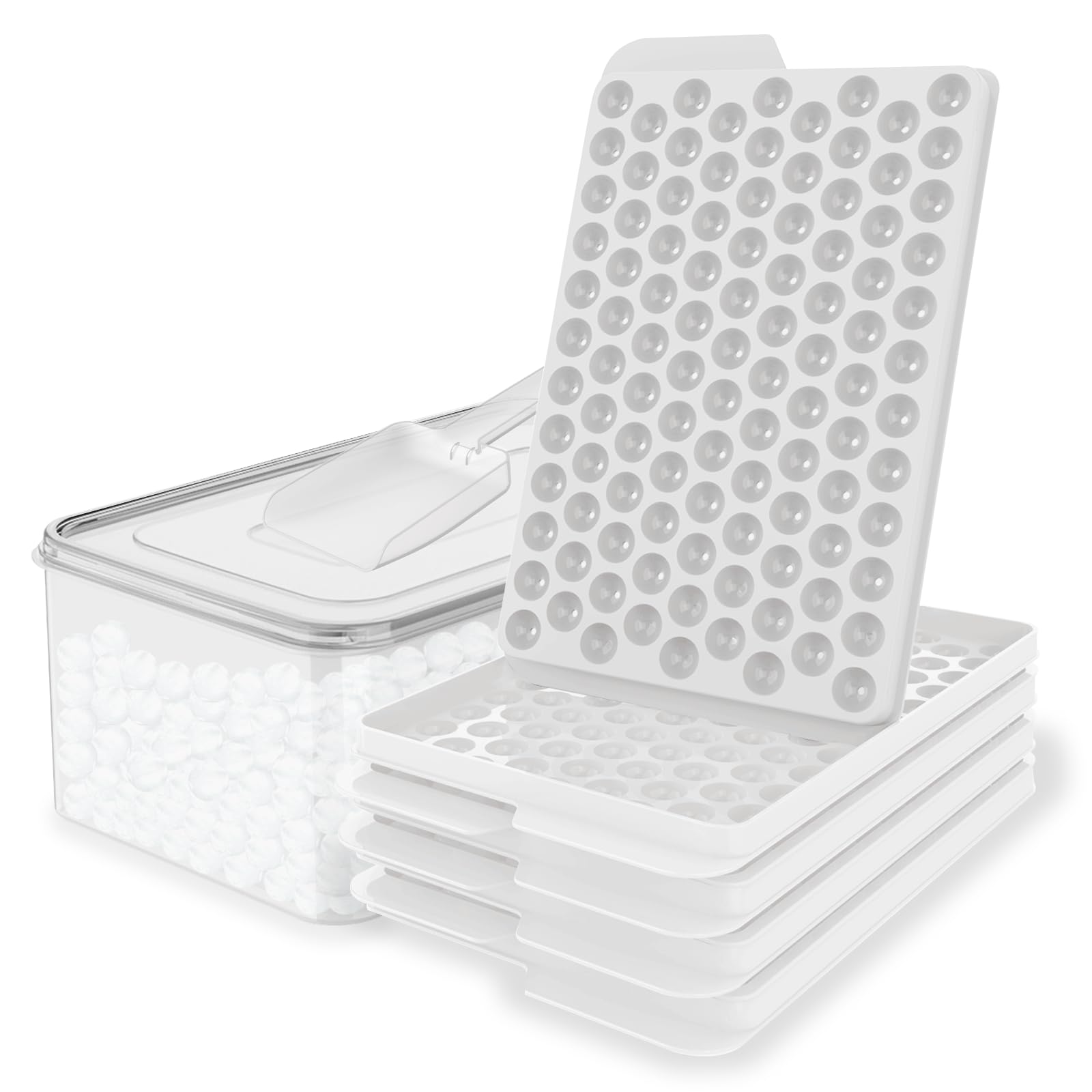 Mini Ice Cube Trays for Freezer with Lid (4 Count)