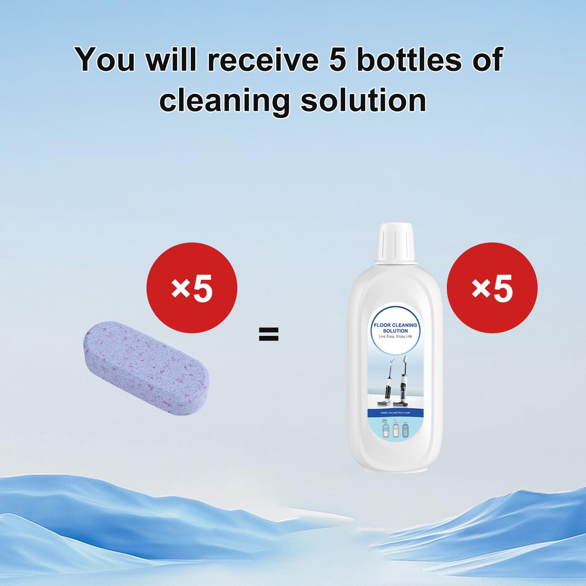 5 Bottles Compatible with Tineco Cleaning Solution 500ml Per Bottle Lavender Scents Floor Cleaner Compatible with All Robot Vacuums with Mopping and Cordless Wet (84.5 Ounce)