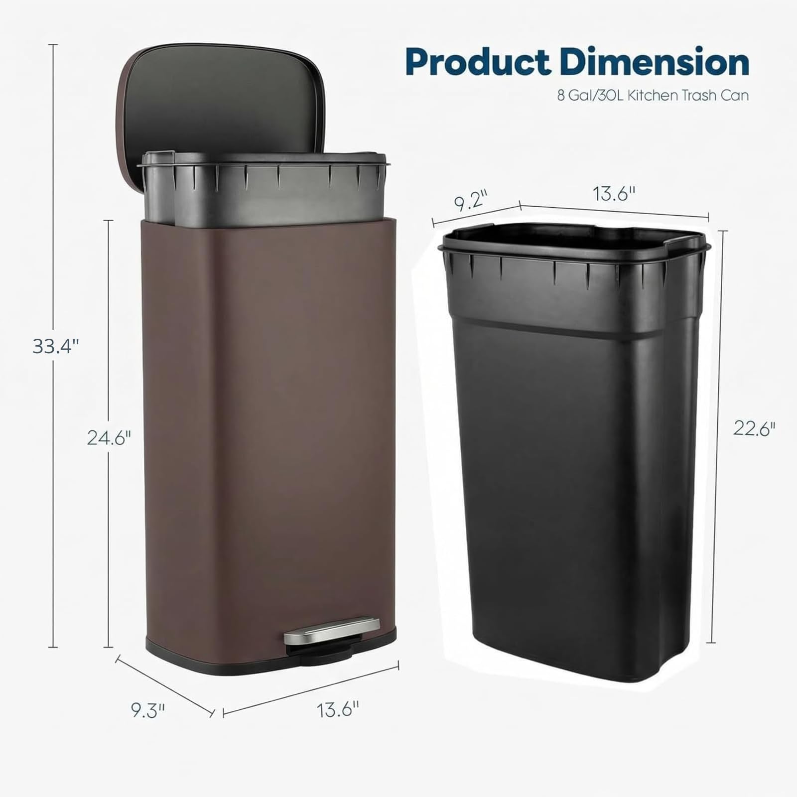 8 Gal Kitchen Trash Can