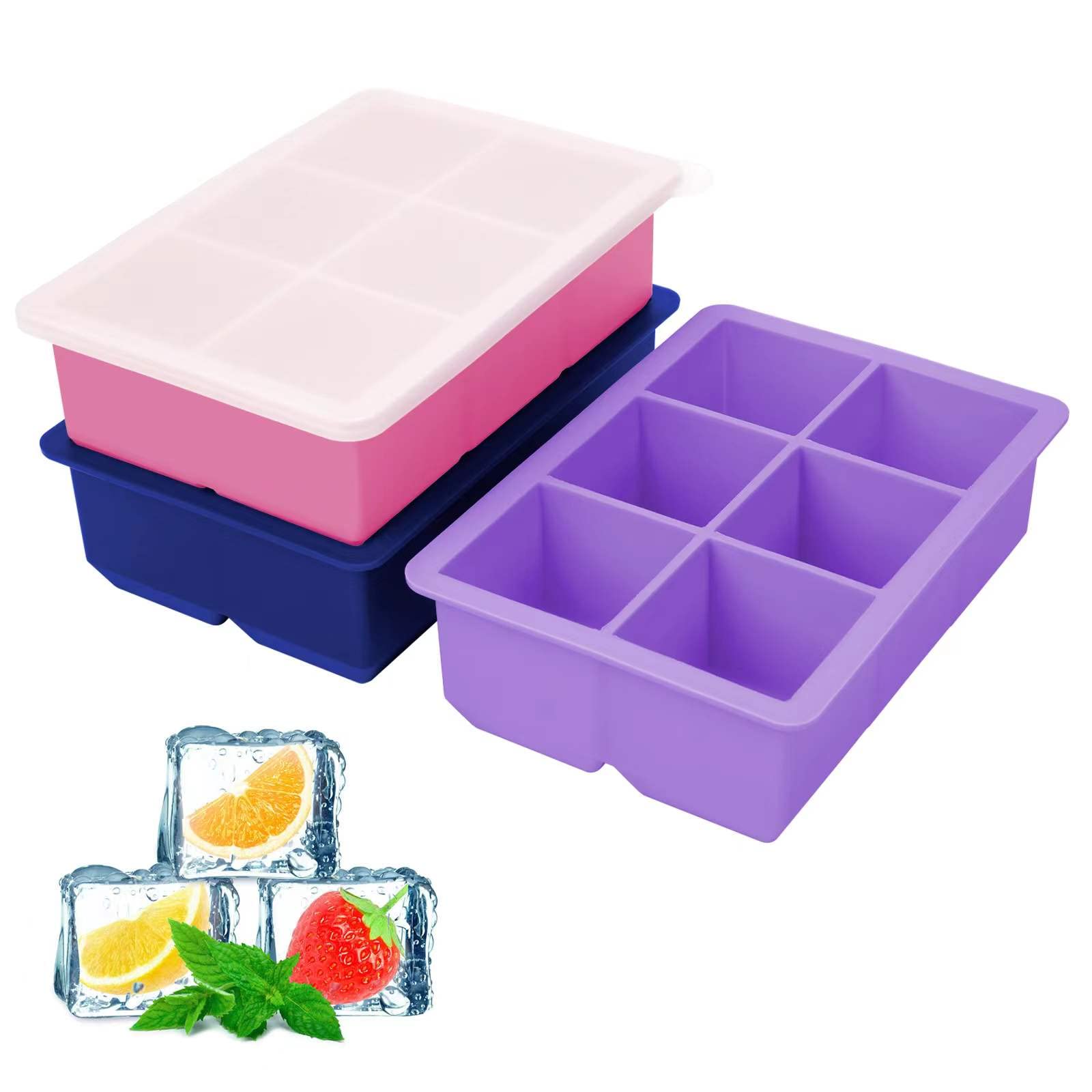 Silicone Ice Cube Trays 3 Pack (3 Count)