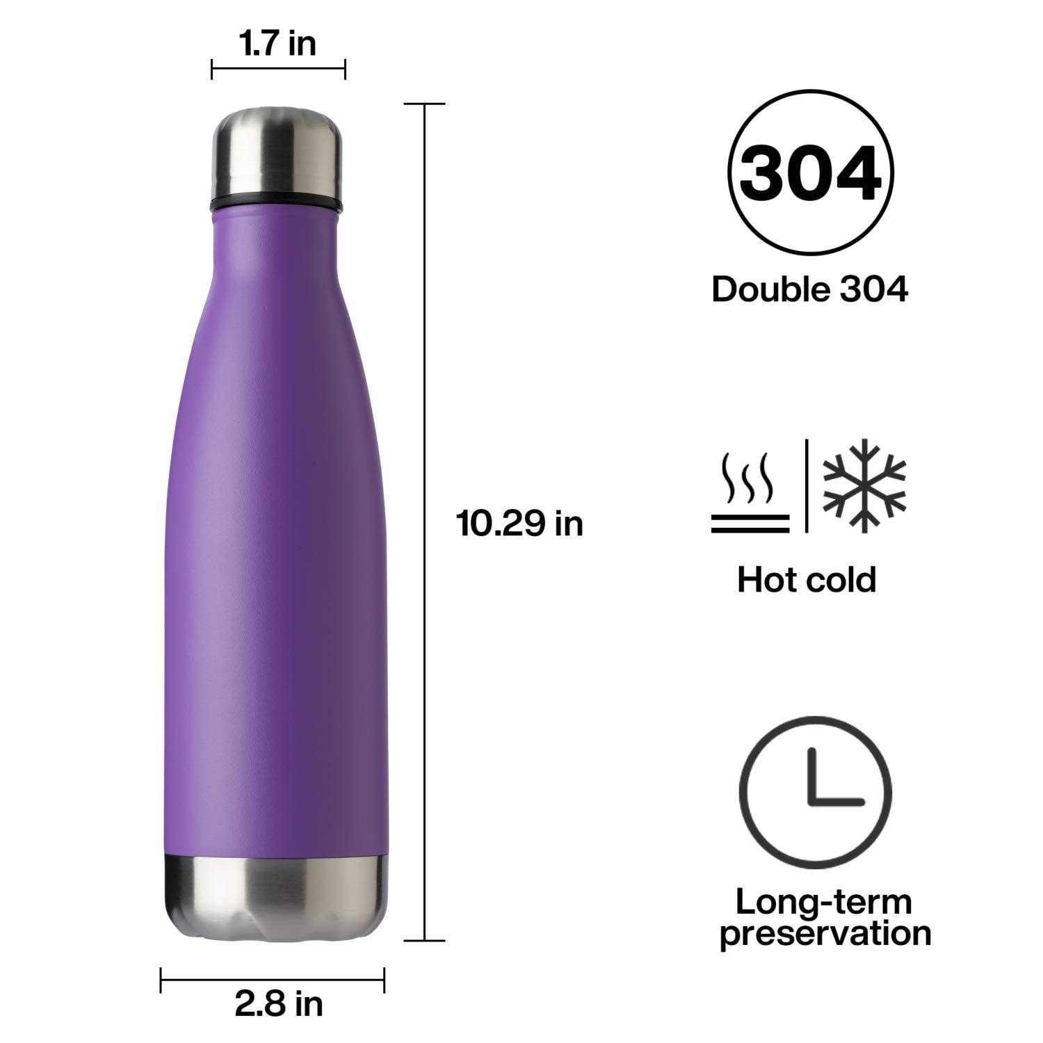 17oz Sport Water Bottle 8 Pack Vacuum Insulated Stainless Steel Leak (8 Count)