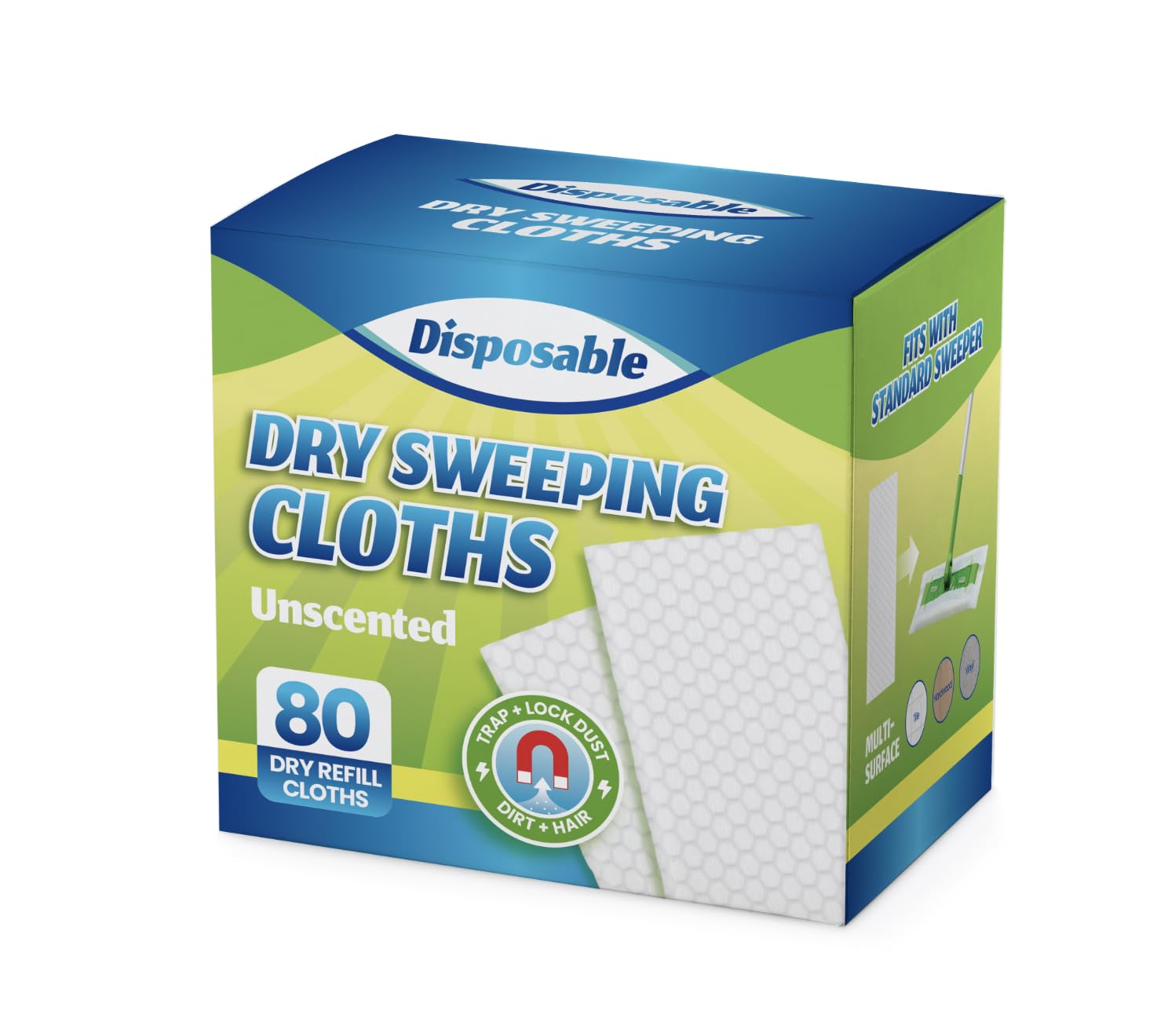Dry Sweeping Cloths Dry Pads Refills 80 Count Dry Mop Refills for Floor Mopping and Cleaning