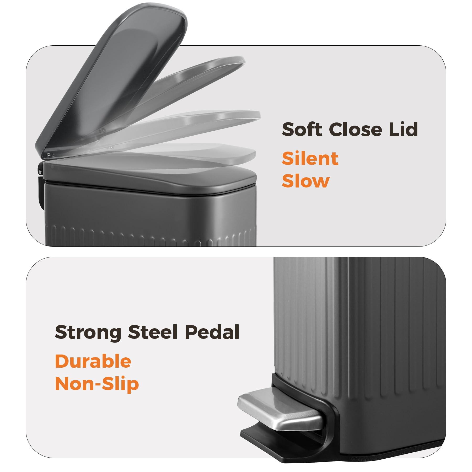 Small 1.6 Gallon Stainless Steel Trash Can with Removable Inner Bucket