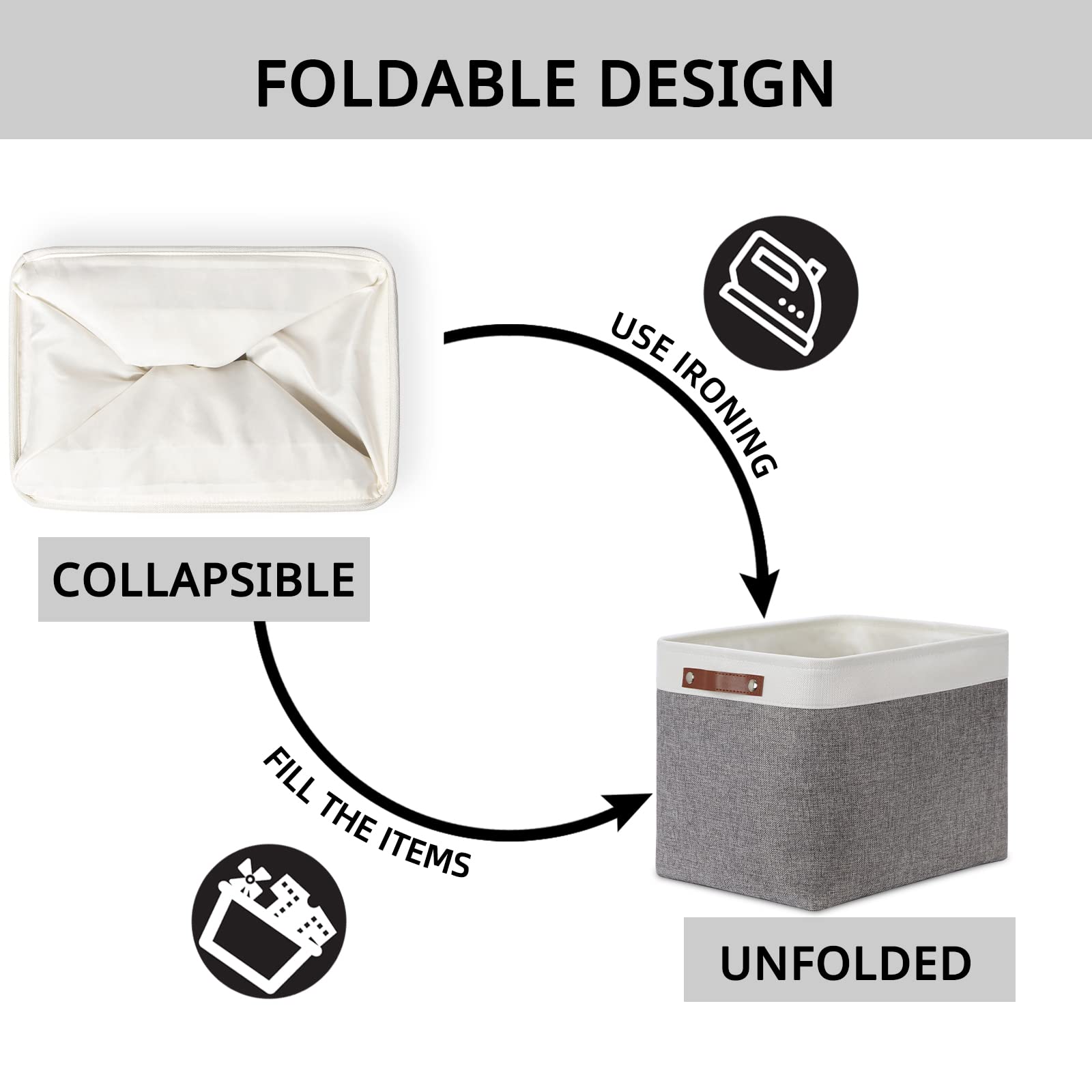 Storage Baskets Large 16"x12"x12" Rectangular Storage Bins Baskets for Organizing [2 Pack] Fabric Collapsible Storage Organizer for Home (2 Count)
