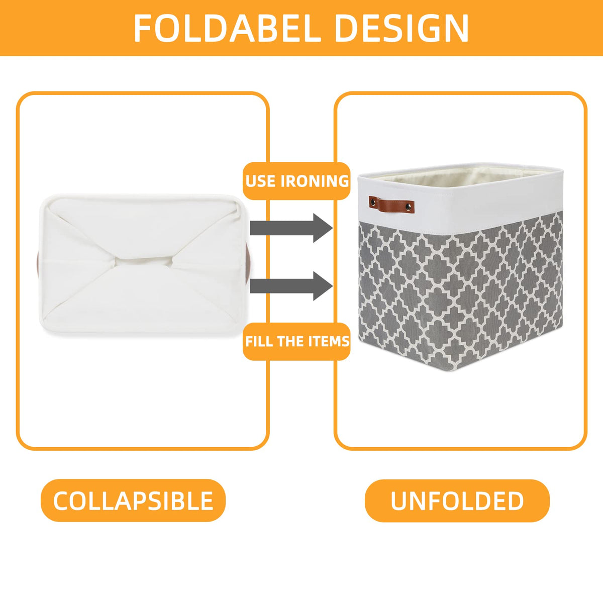 Storage Baskets Large 17"x12"x15" Foldable Rectangular Storage Bins Baskets for Organizing [2 Pack] Fabric Nursery Storage Baskets for Home (2 Count)