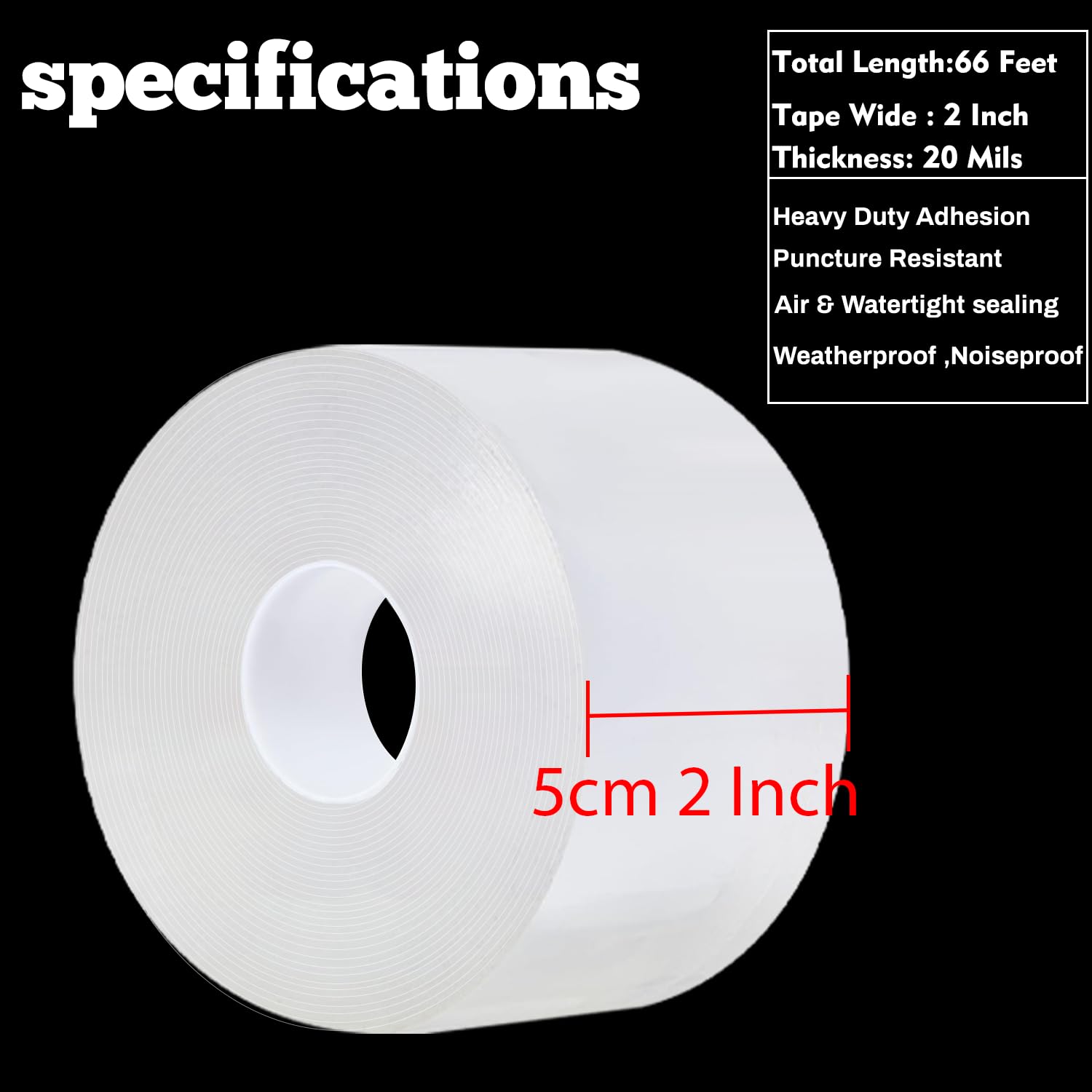 Transparent Window Weather Sealing Tape 2 Inch x 66 FT Weather Stripping Residue