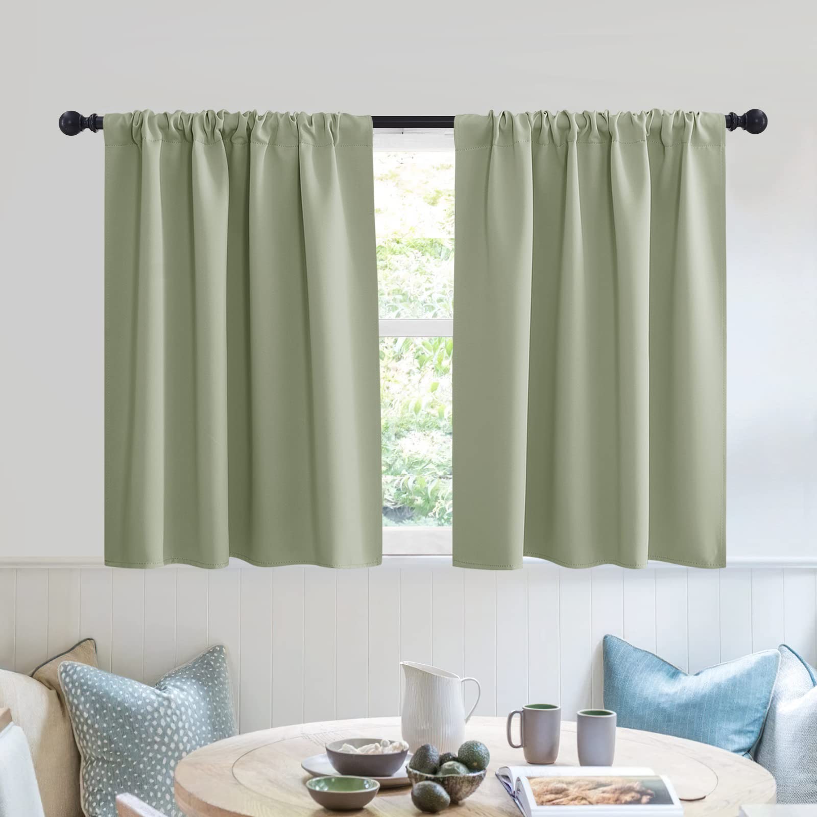 Short Blackout Privacy Curtains 30 inch Long for Bathroom Window