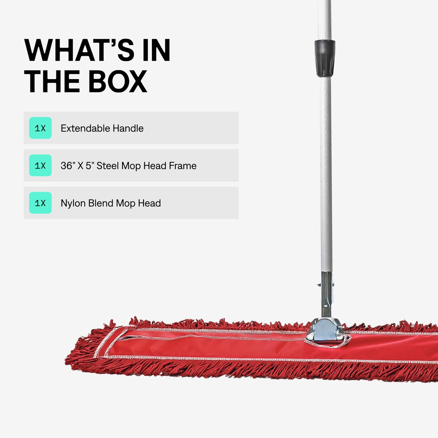 36 Inch Red Commercial Dust Mop & Floor Sweeper with Extendable Handle