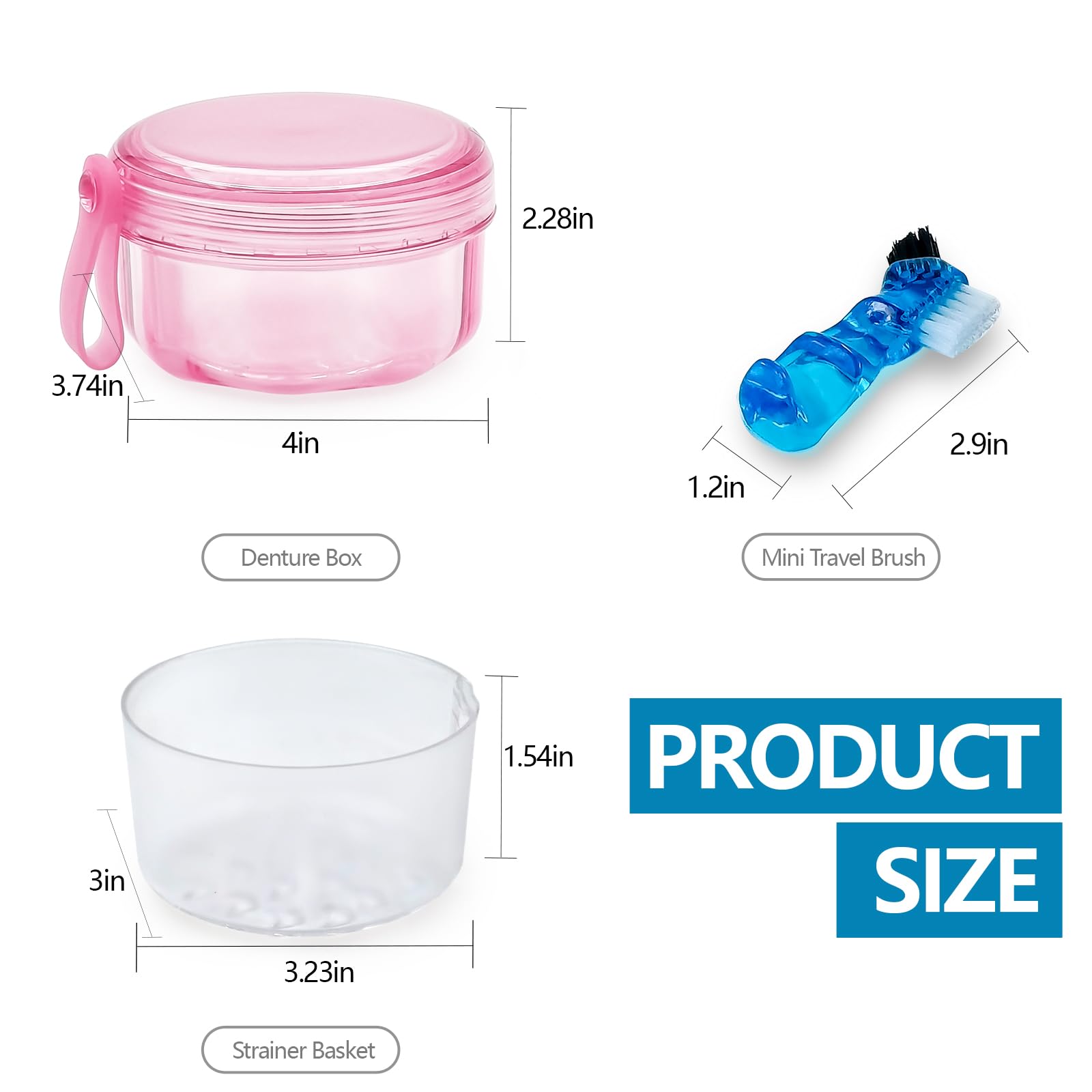 Denture Bath Case Denture Cleaning Cup with Lid Leak Proof