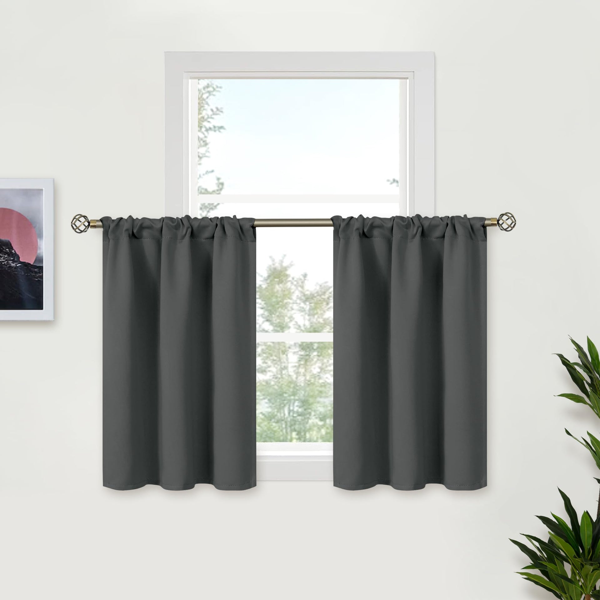 Small Window Curtains 36 Inches Long Cafe Drapes Rod Pocket (2 Count)