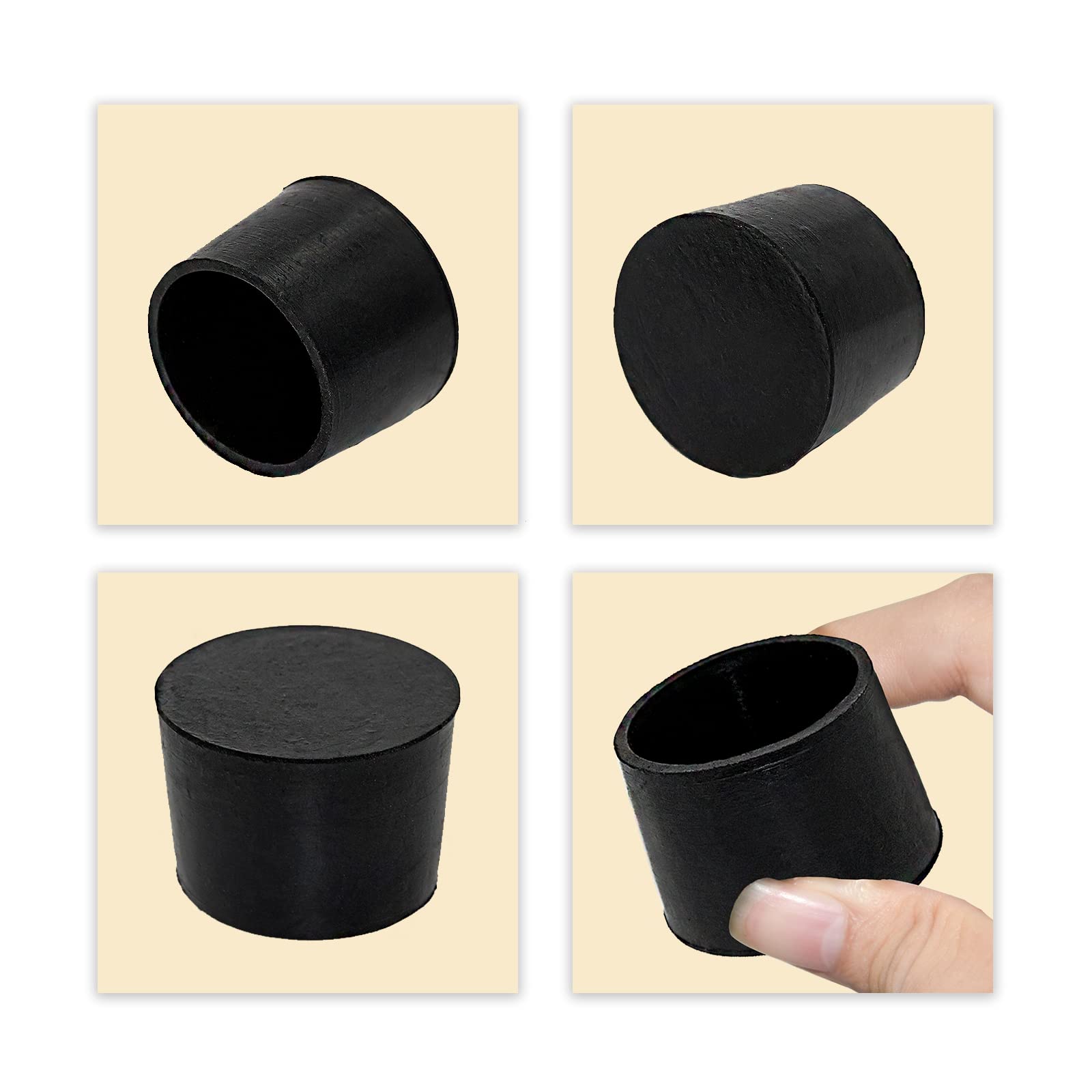 Furniture Table Covers Chair Leg Caps Round Black 38mm 1 (4 Count)