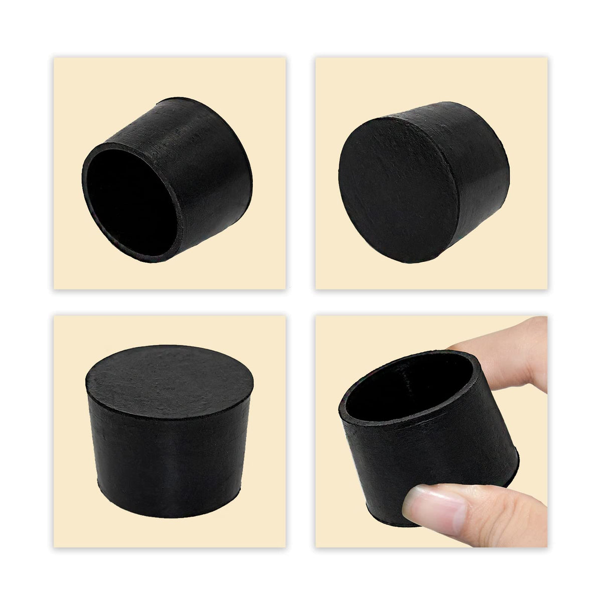 4 Pieces 40mm Rubber Chair Leg Caps Round (4 Count)