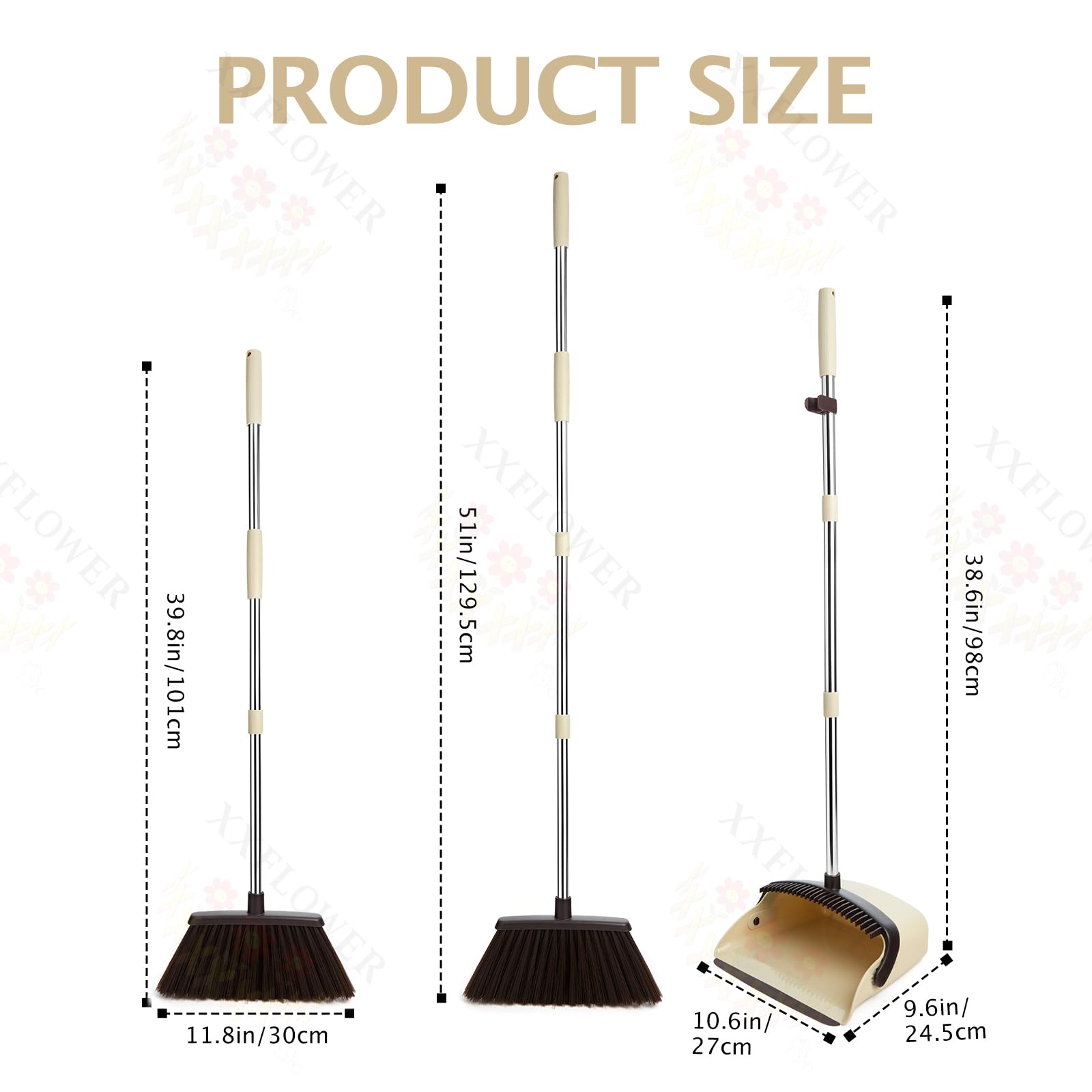 Broom and Dustpan Set with Long Handle