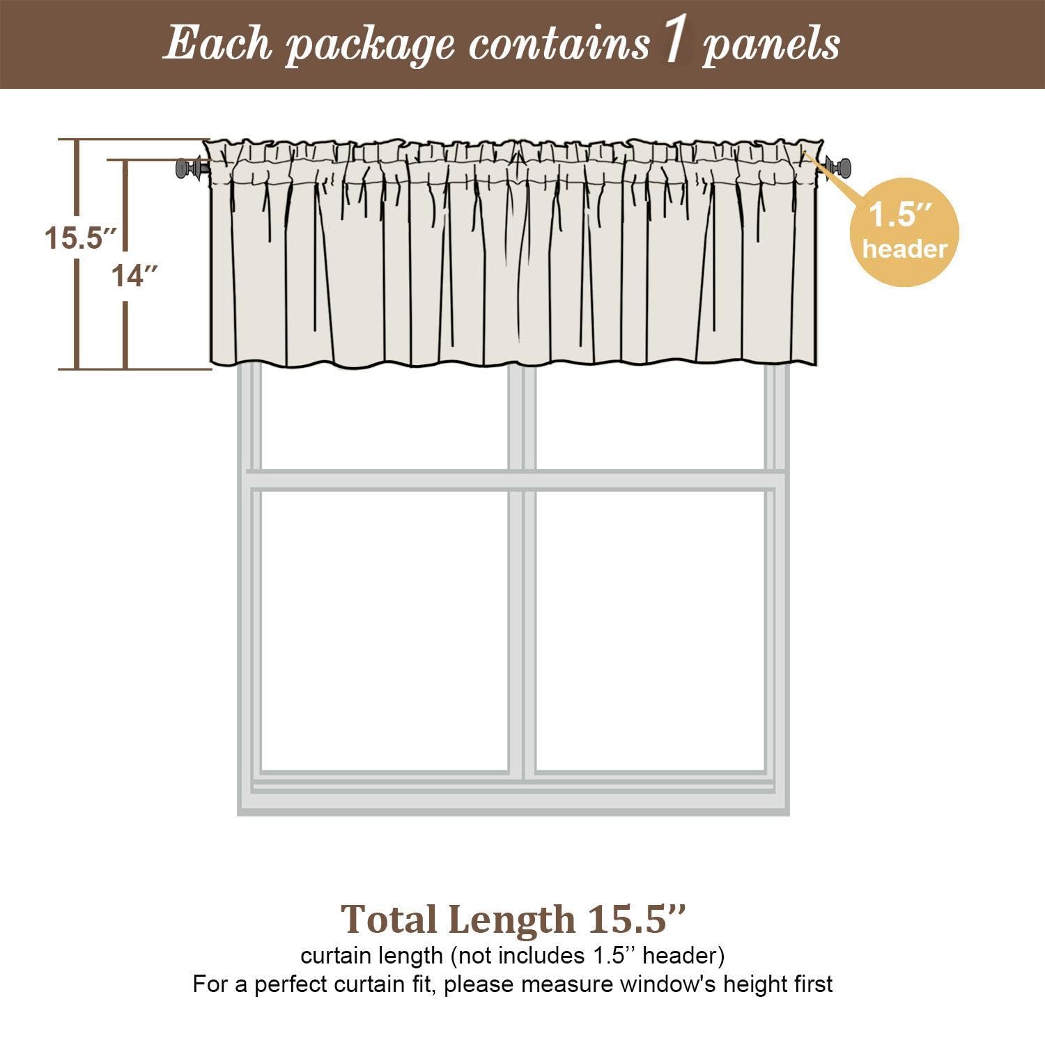 Sheer Taupe Valances for Windows 2 Pack (2 Count)