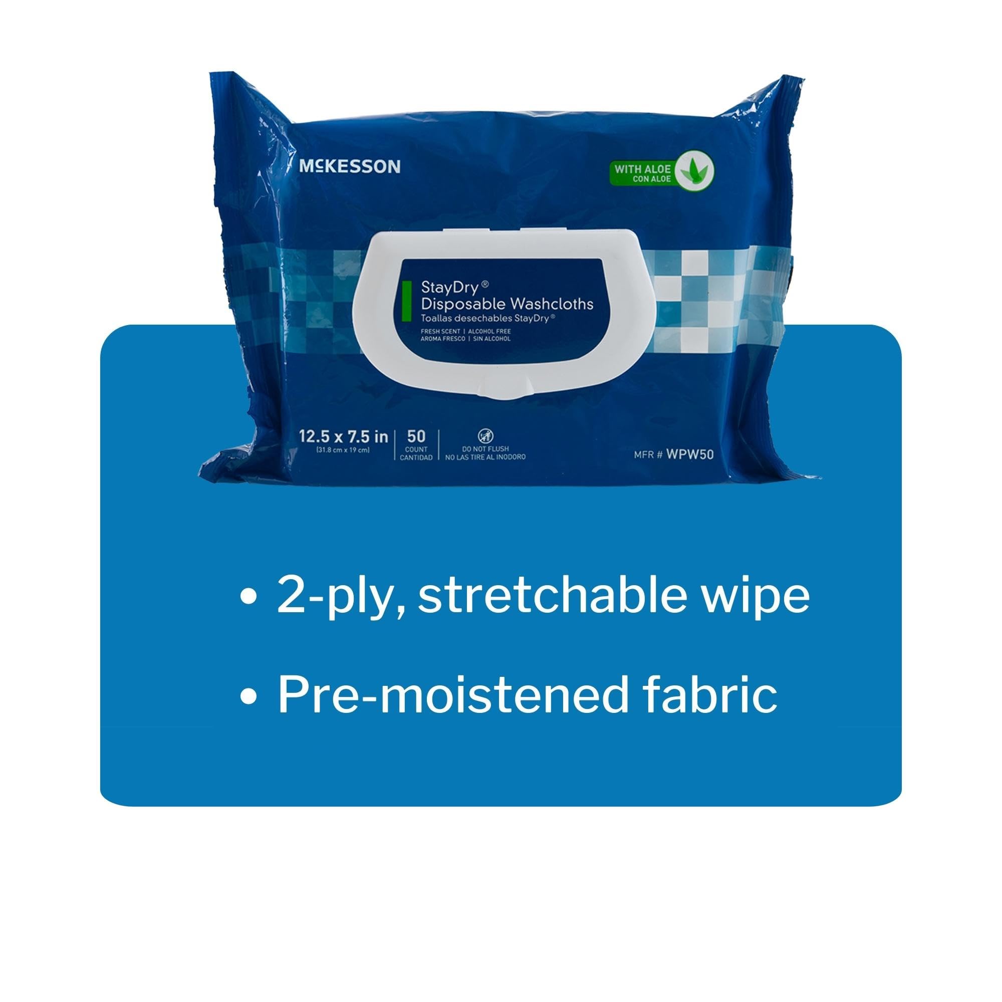 StayDry Pre Moistened Disposable Wipe (50 Count)