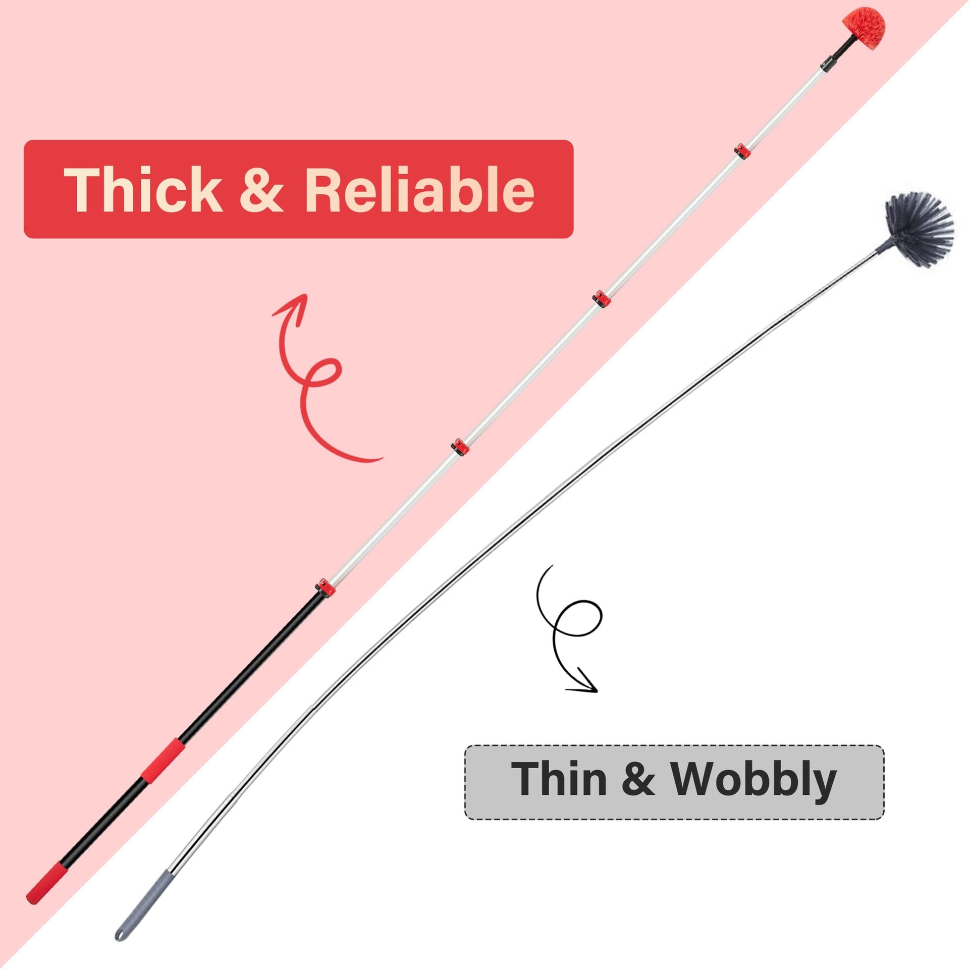 7 24 FT Extension Pole with 2 Outdoor Cobweb Brushes (6 Count)