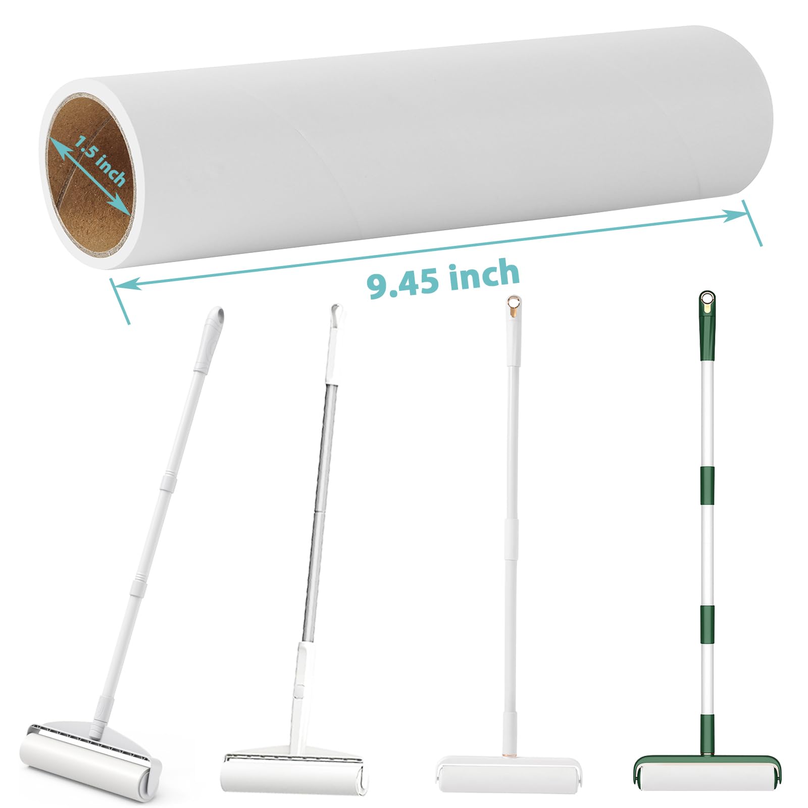 9.45 inch Large Lint Roller Refills Compatible with Delomo PetLovers and Other 9.4'' (300 Count)