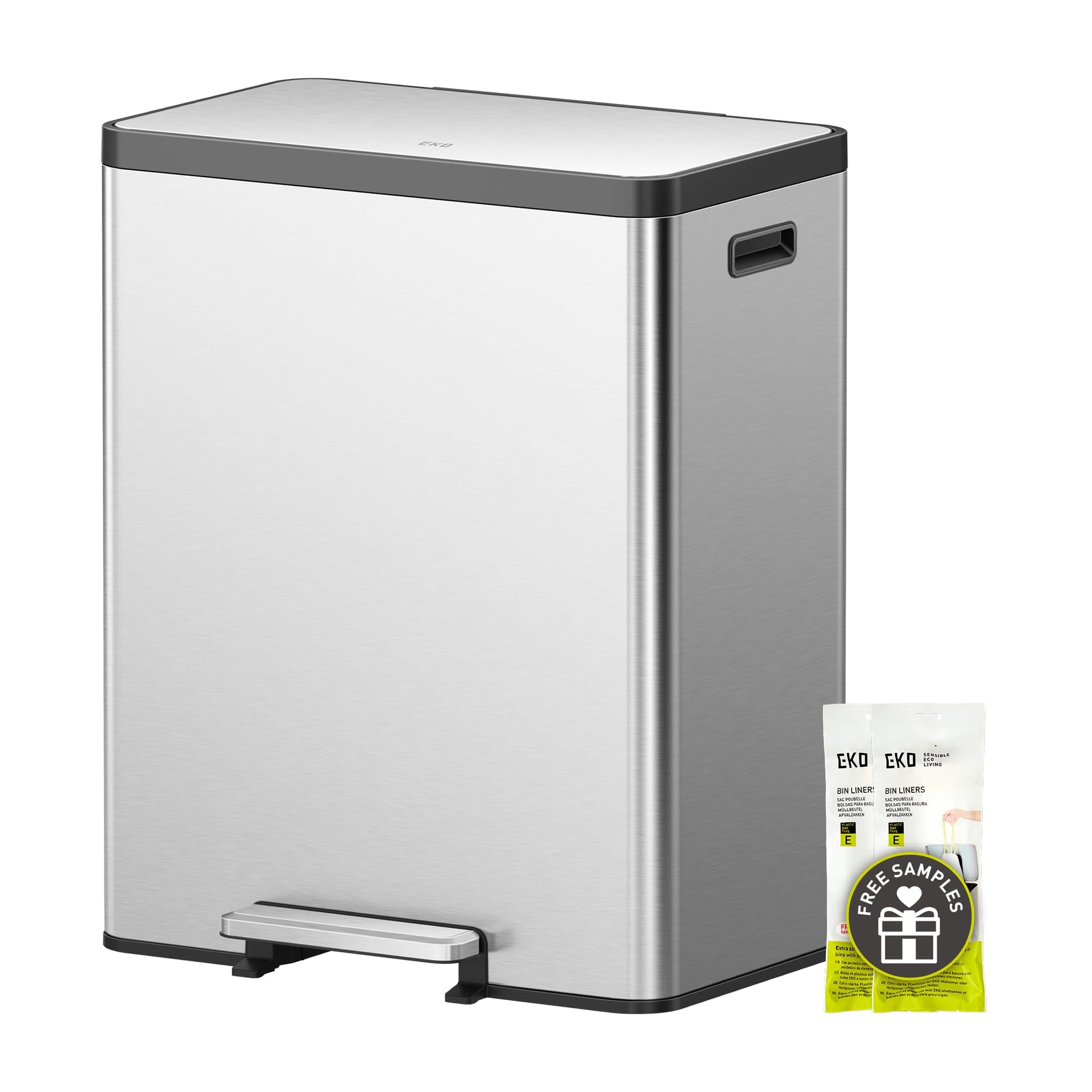 EcoCasa II 36L+24L Dual Trash Can with Recycle Bin