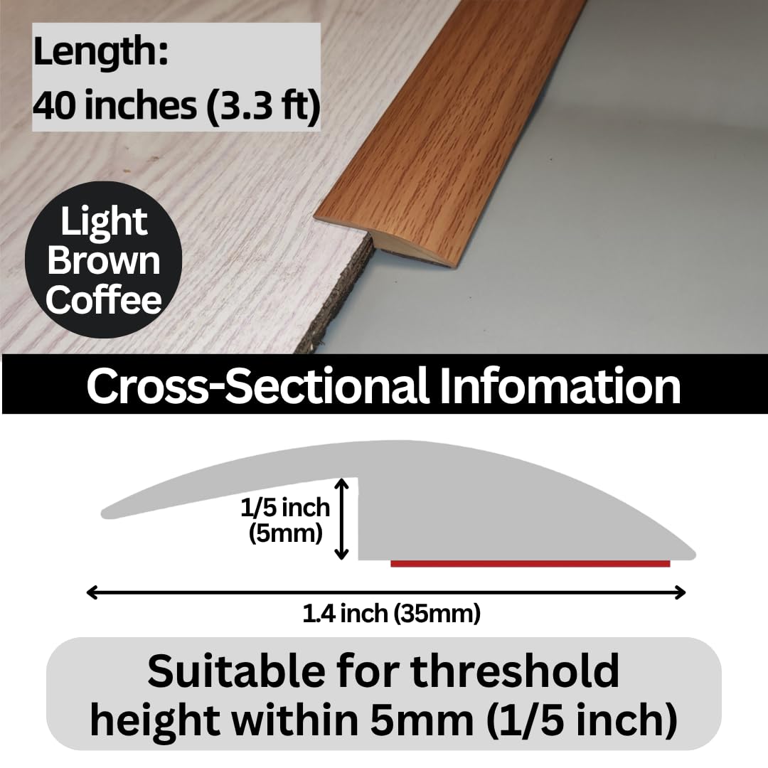 Floor Transition Strip Self Adhesive Carpet Wood Tile Vinyl Flooring Laminate Transition Cover Edge Trim Gap Doorway Threshold for Uneven Floors Heights Within 5 mm
